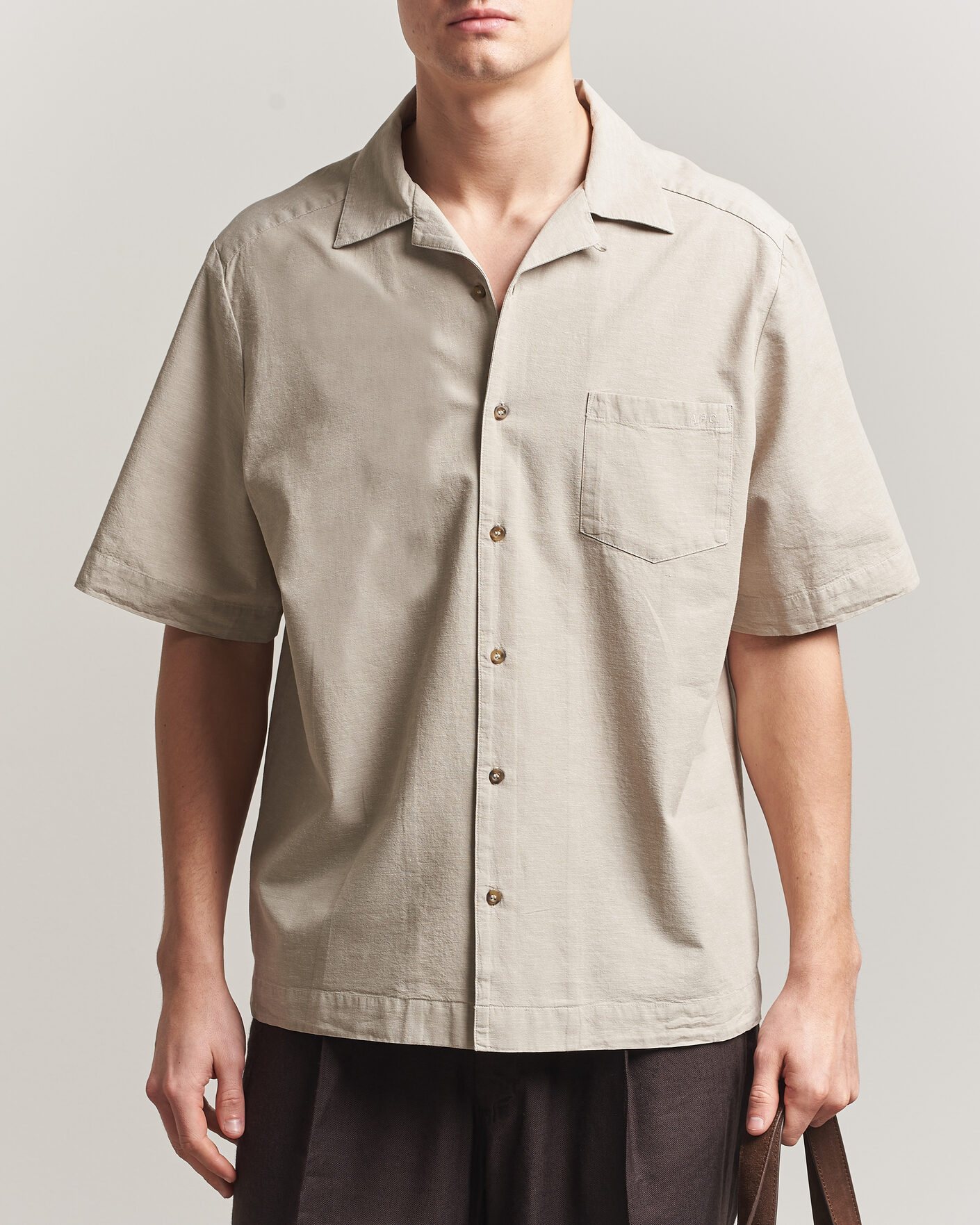Herren | Hemden | A.P.C. | Jude Cotton/Linen Short Sleeve Shirt Sage Green