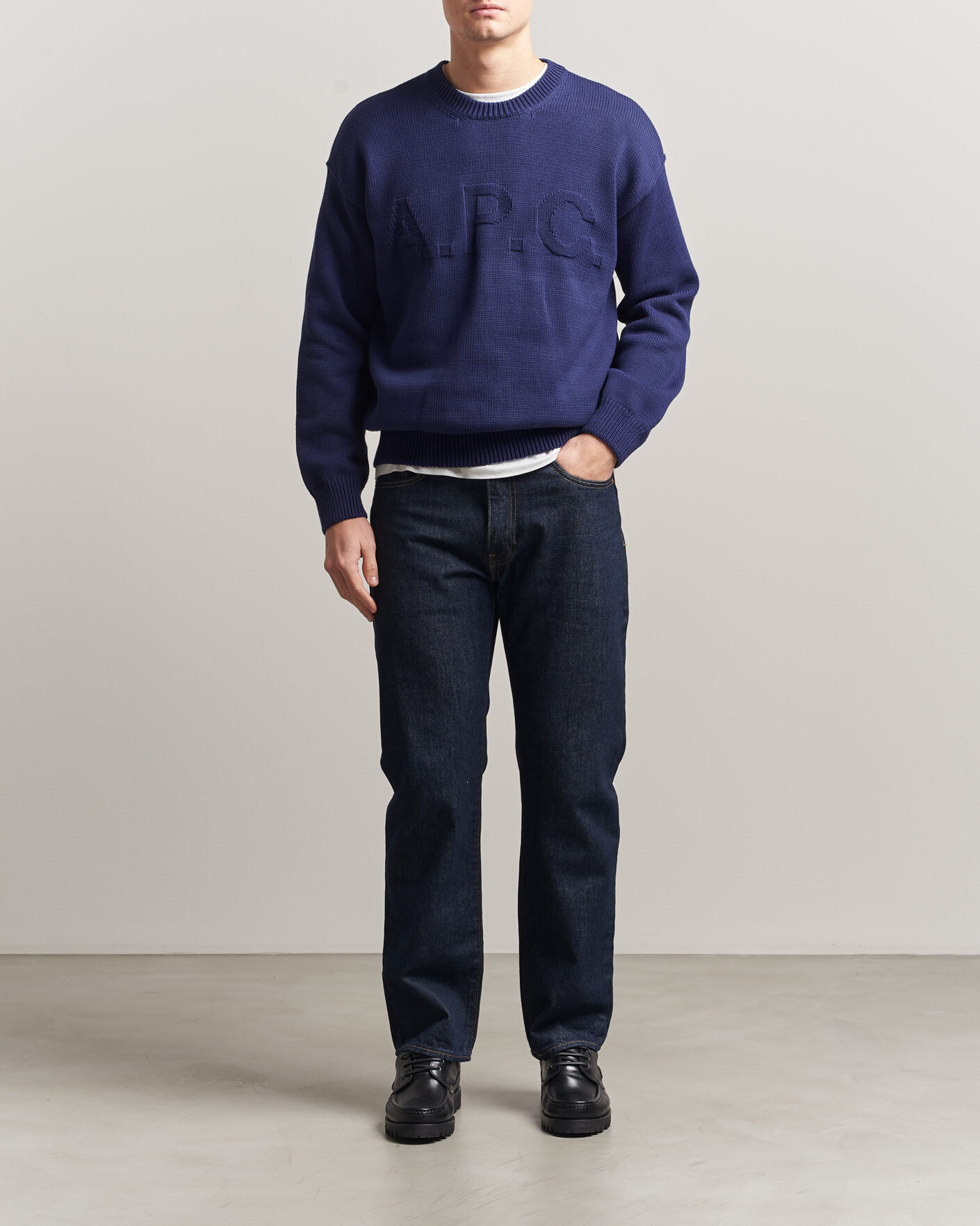 Herren | Pullover | A.P.C. | Leo Cotton Knitted Sweater Dark Blue