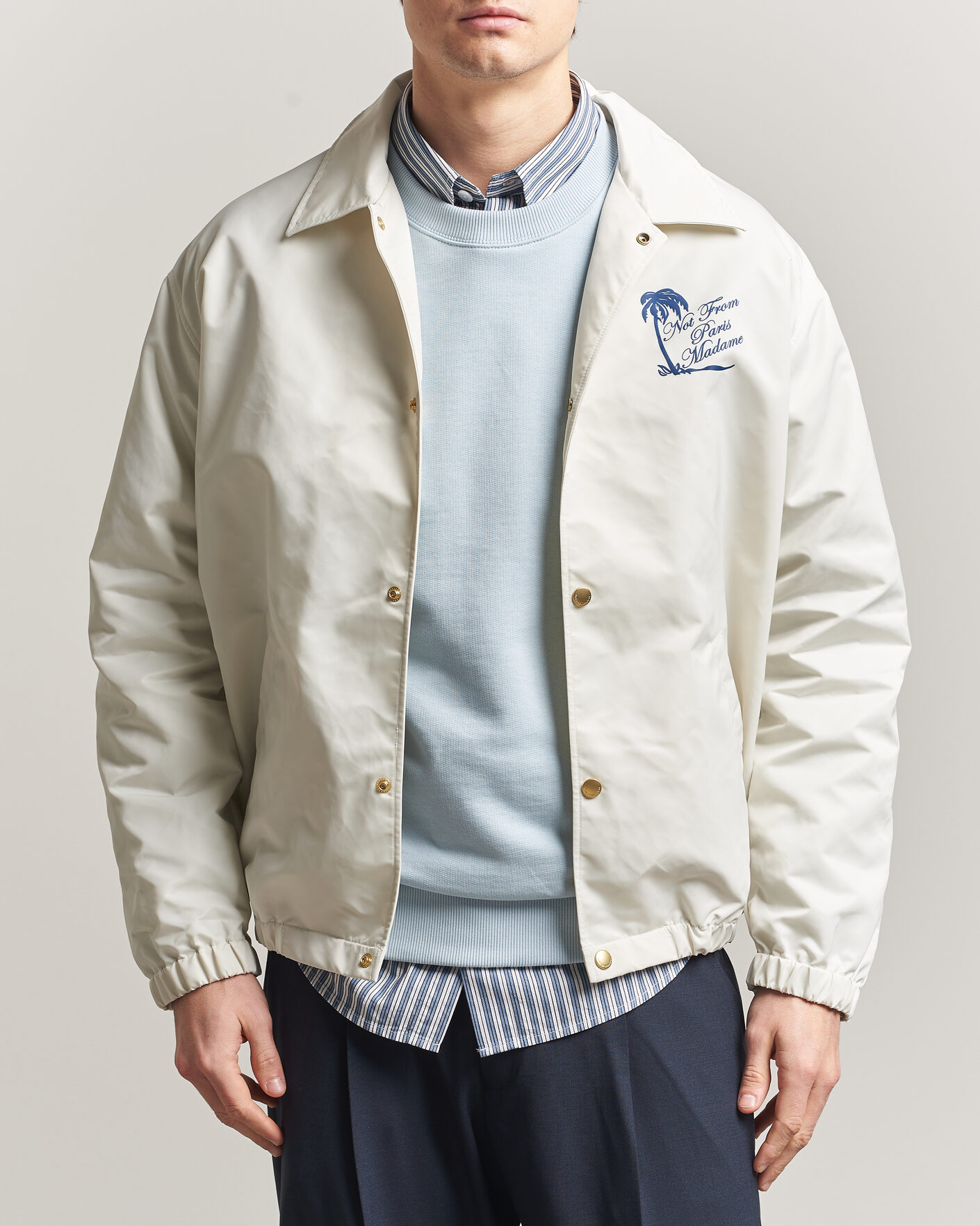 Herren | Jacken | Drôle de Monsieur | Palmier Slogan Coach Jacket Off White