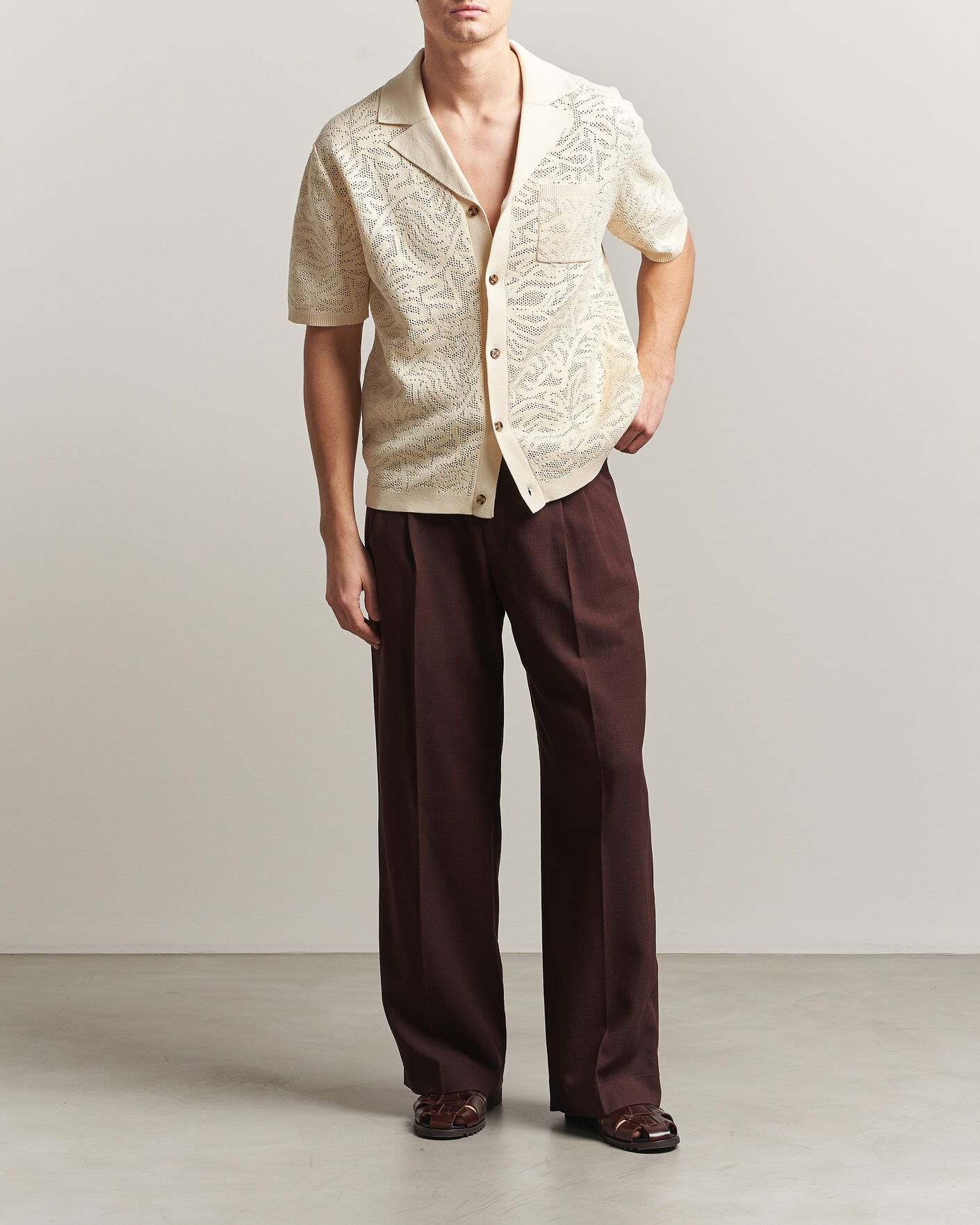 Herren | Hosen | Drôle de Monsieur | Viscose Pleated Trousers Brown