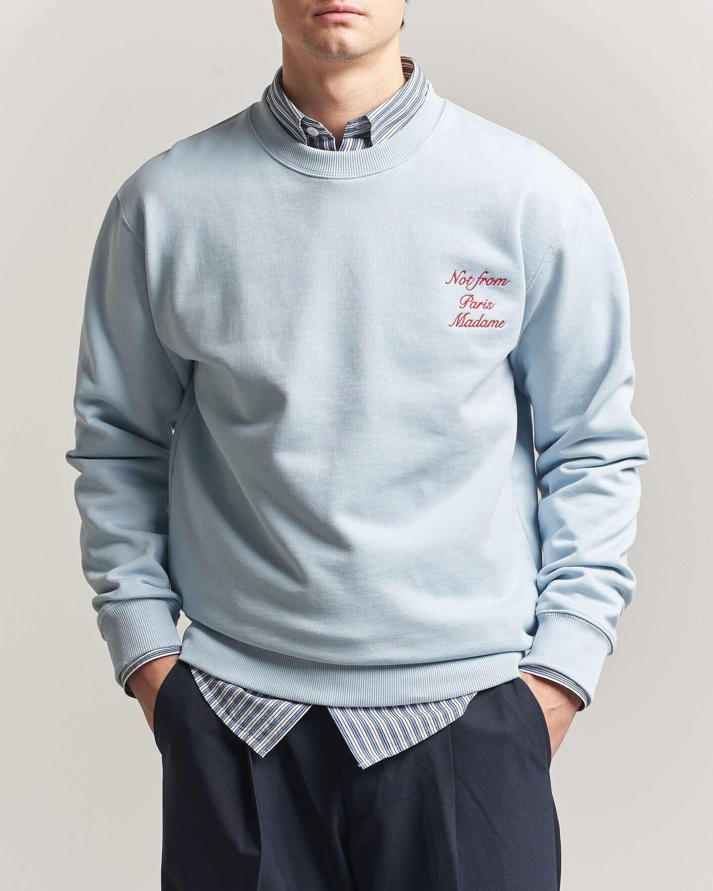 Herren | Pullover | Drôle de Monsieur | Slogan Cursive Sweatshirt Light Blue