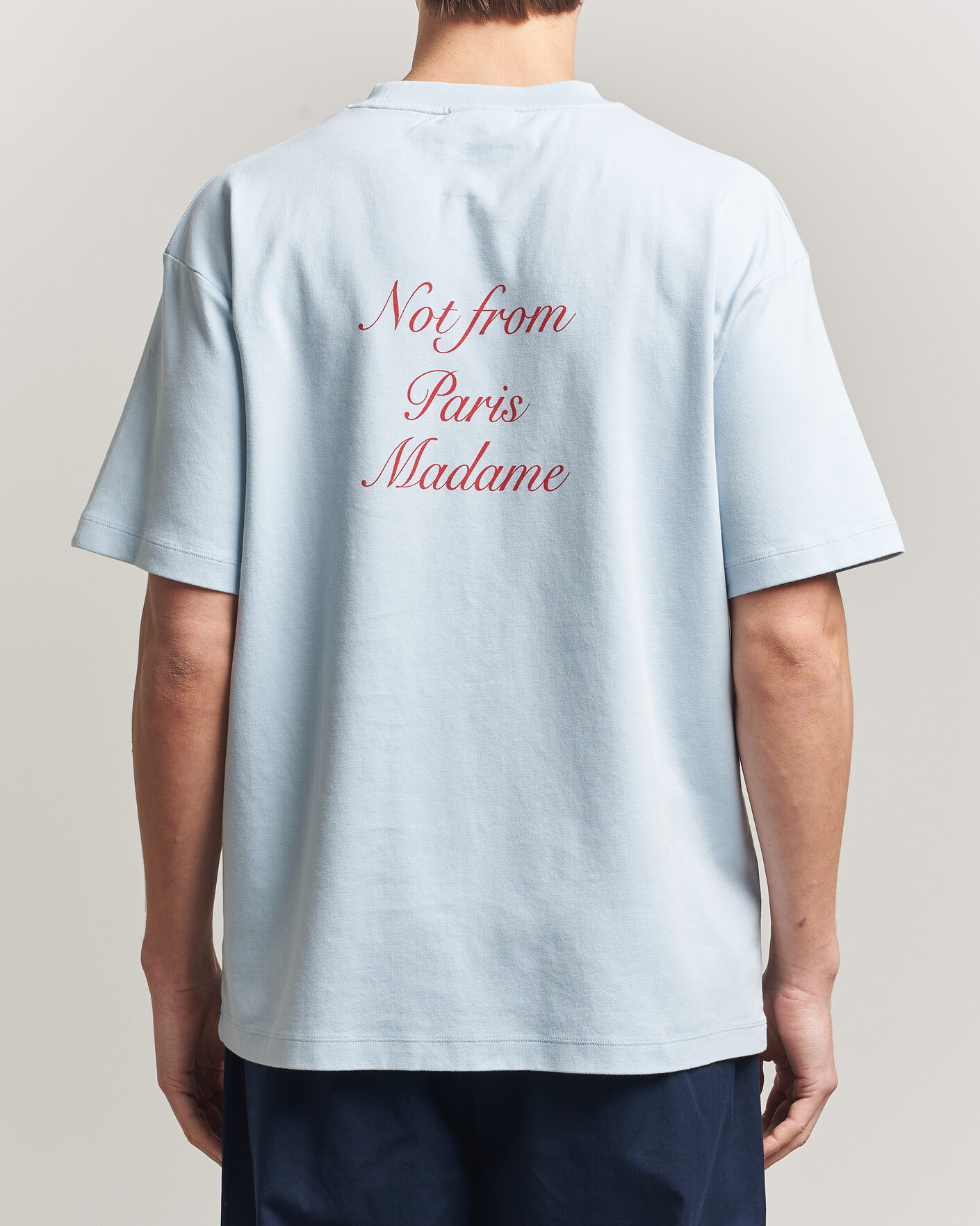 Herren | T-Shirts | Drôle de Monsieur | Slogan Cursive T-Shirt Light Blue