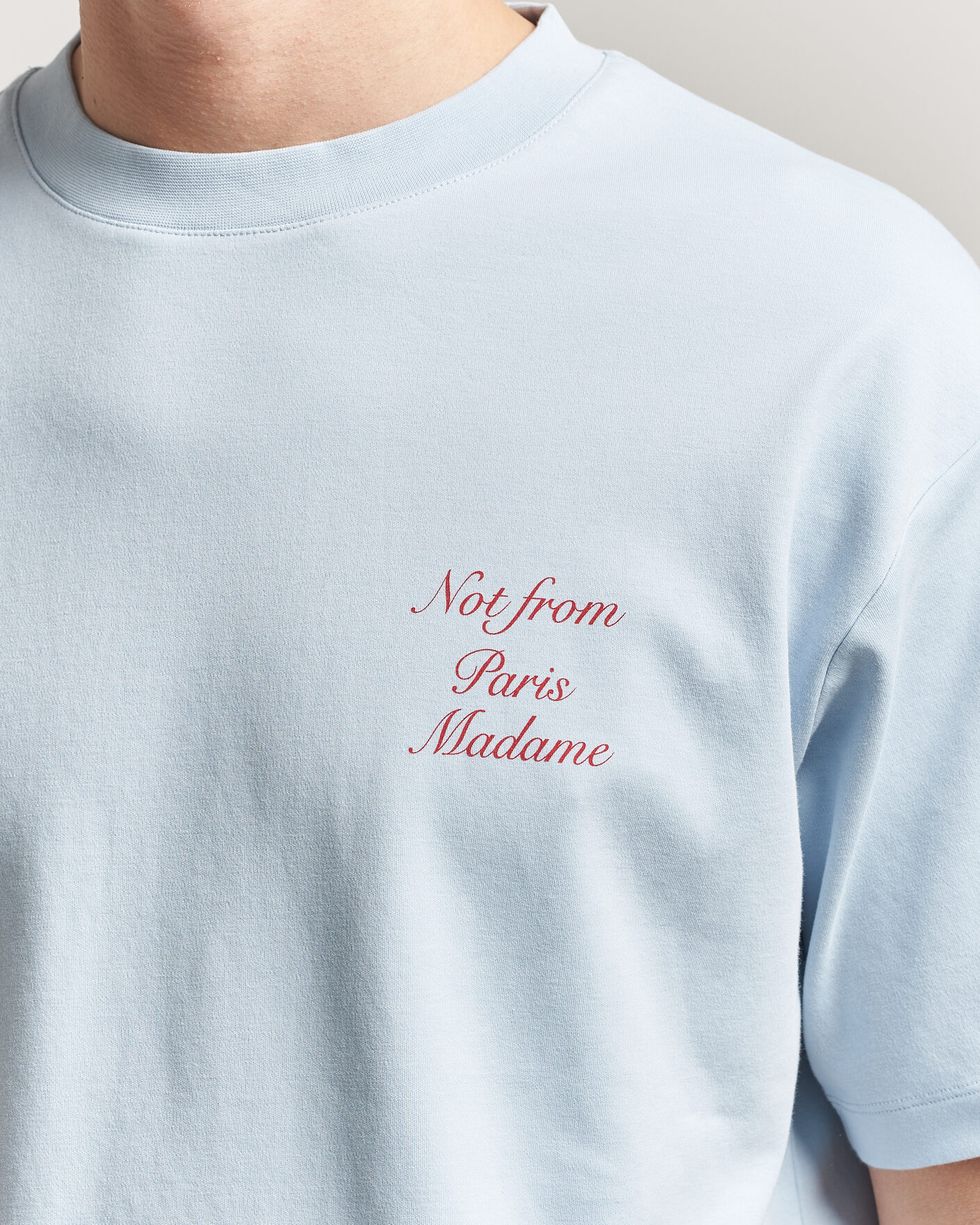 Herren | T-Shirts | Drôle de Monsieur | Slogan Cursive T-Shirt Light Blue