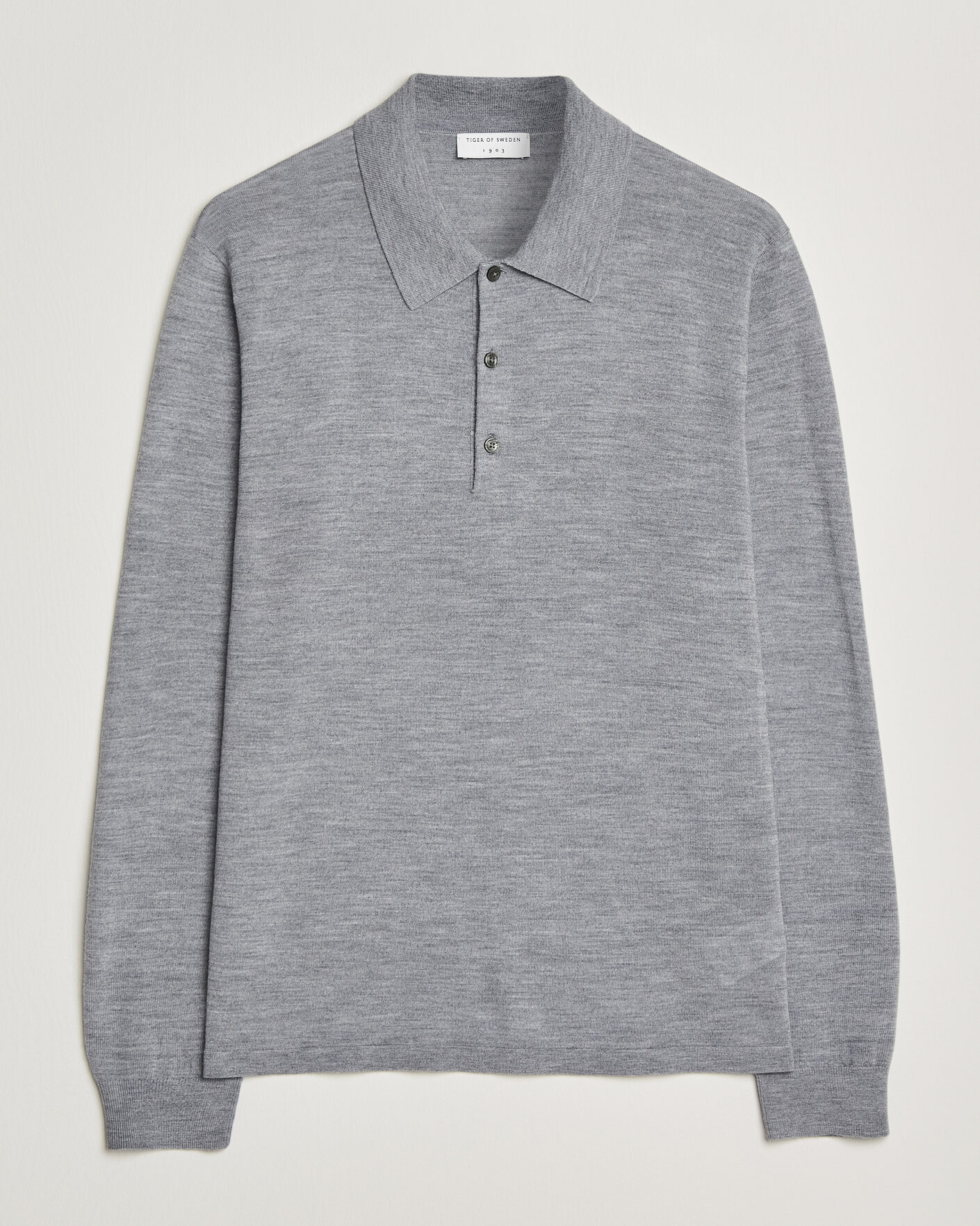 Herren | Pullover | Tiger of Sweden | Eross Merino Knitted Polo Grey Melange