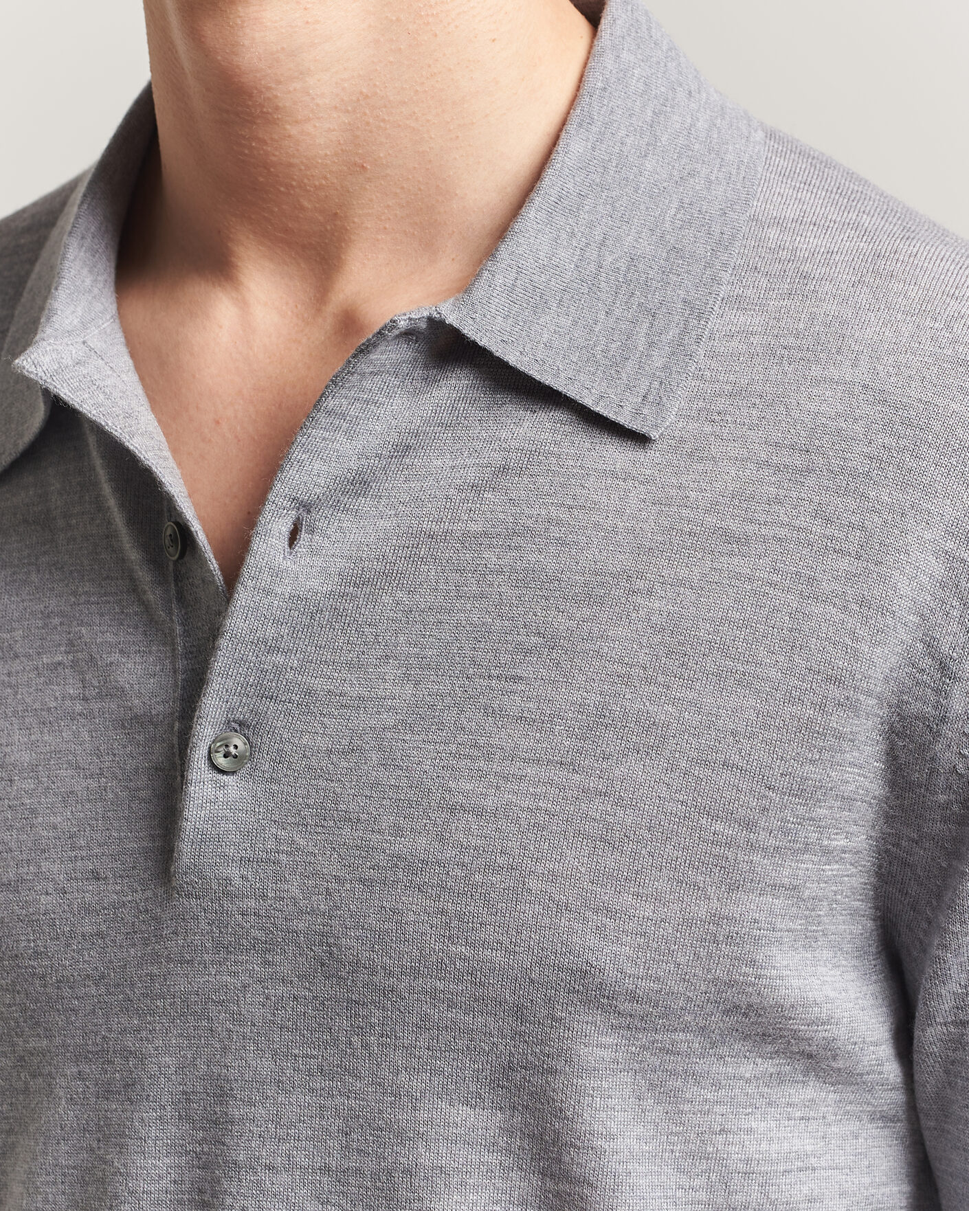 Herren | Pullover | Tiger of Sweden | Eross Merino Knitted Polo Grey Melange