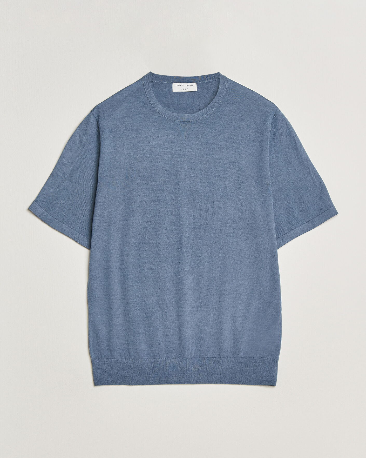 Herren | T-Shirts | Tiger of Sweden | Connor Merino Knitted T-Shirt Dull Blue