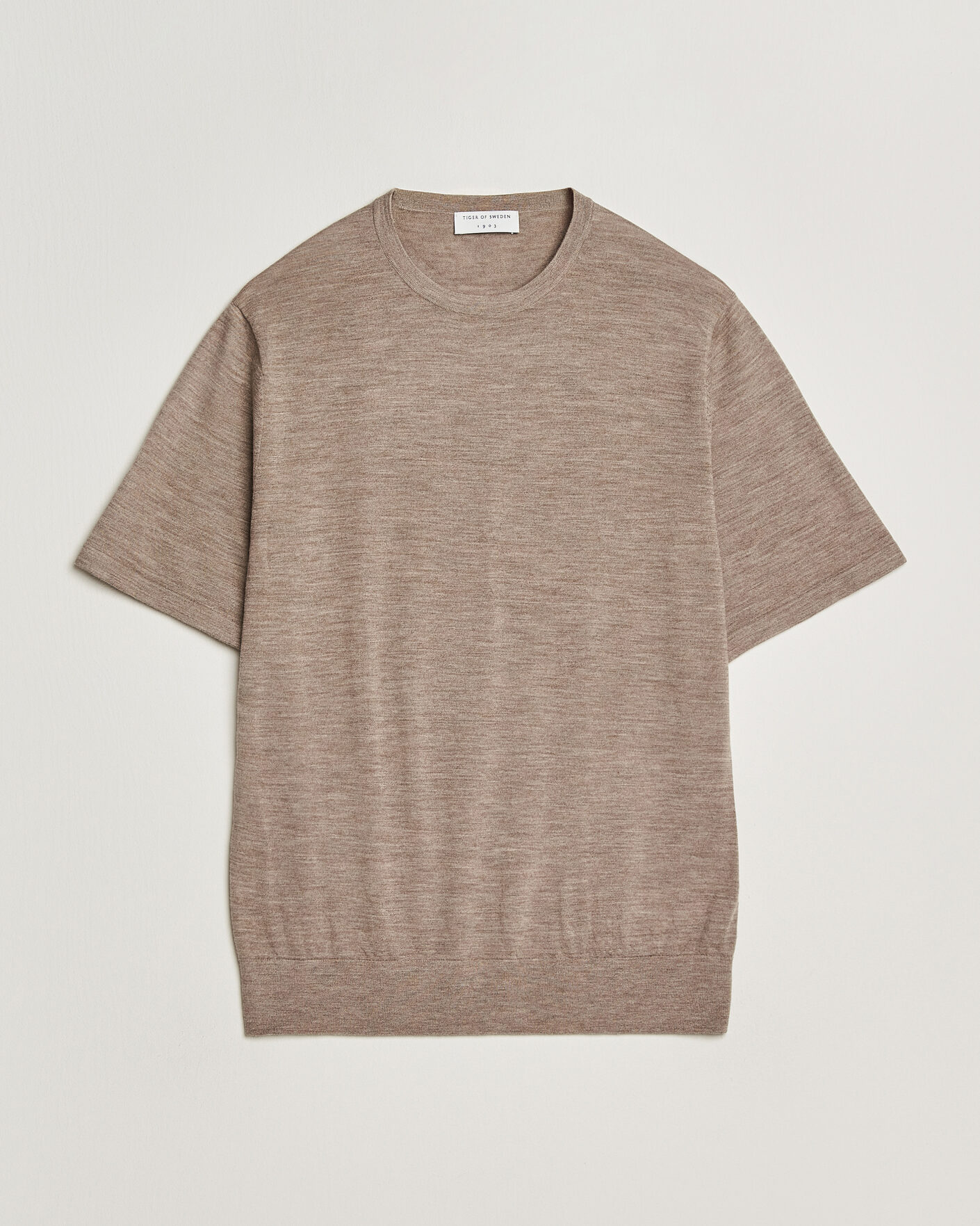 Herren | T-Shirts | Tiger of Sweden | Connor Merino Knitted T-Shirt Beige Melange