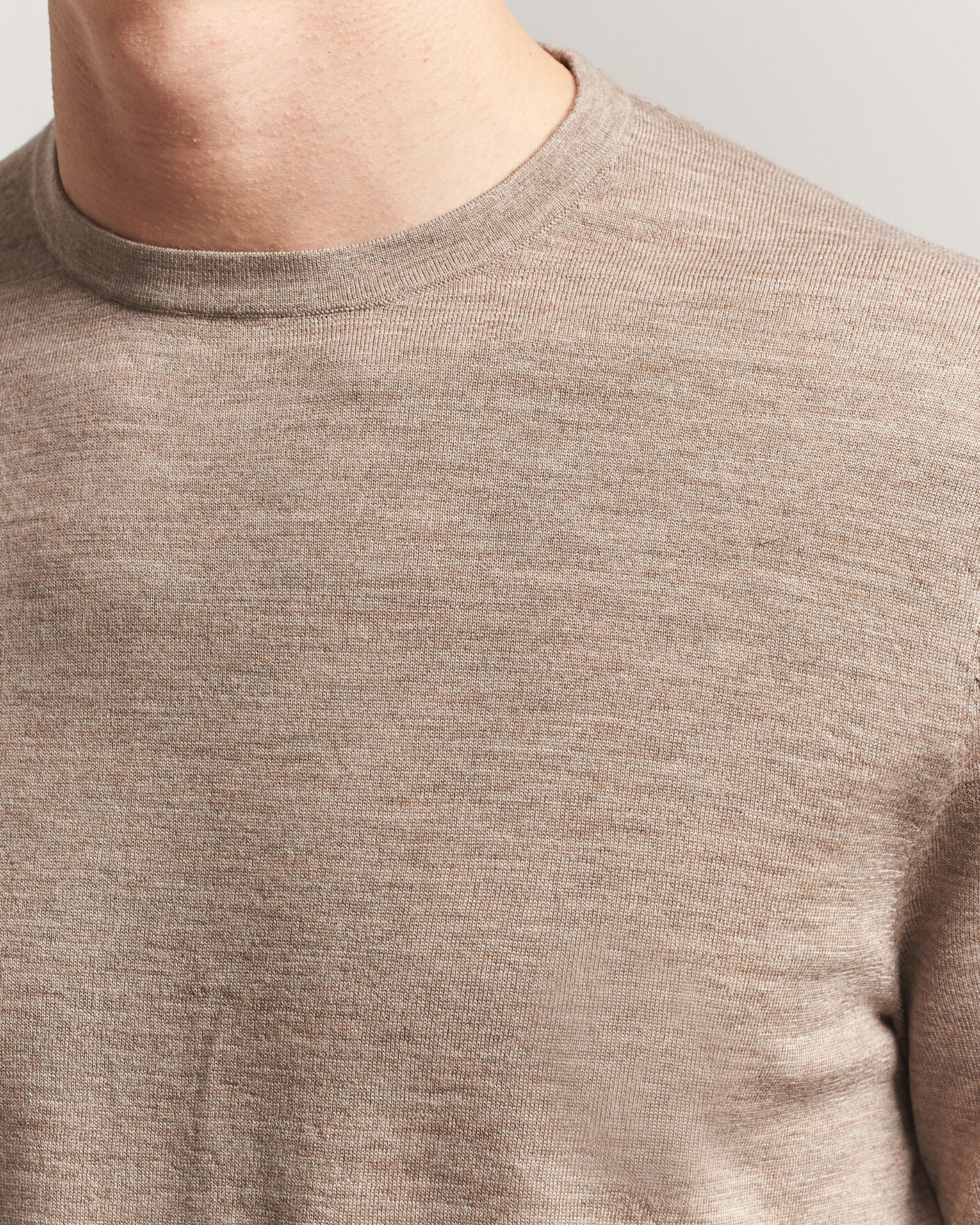 Herren | T-Shirts | Tiger of Sweden | Connor Merino Knitted T-Shirt Beige Melange