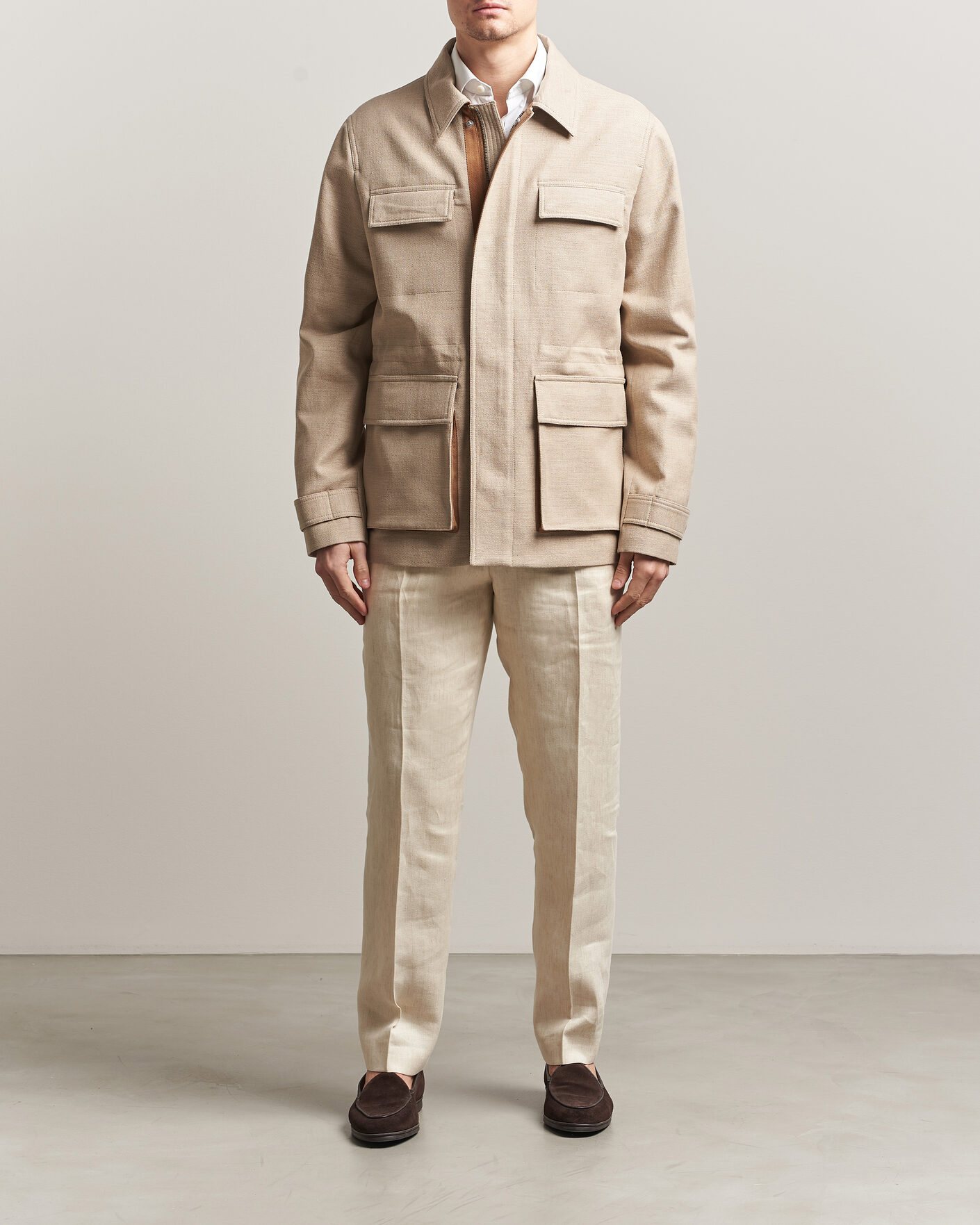 Herren | Jacken | Tiger of Sweden | Sandser Cotton/Linen Field Jacket Soft Latte