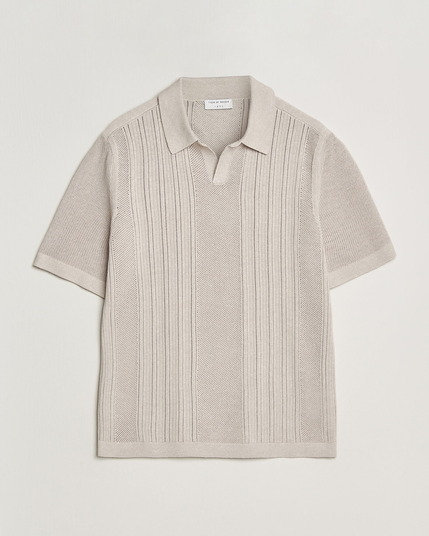 Herren | Poloshirts | Tiger of Sweden | Eoin Wool/Linen Knitted Polo Ivory
