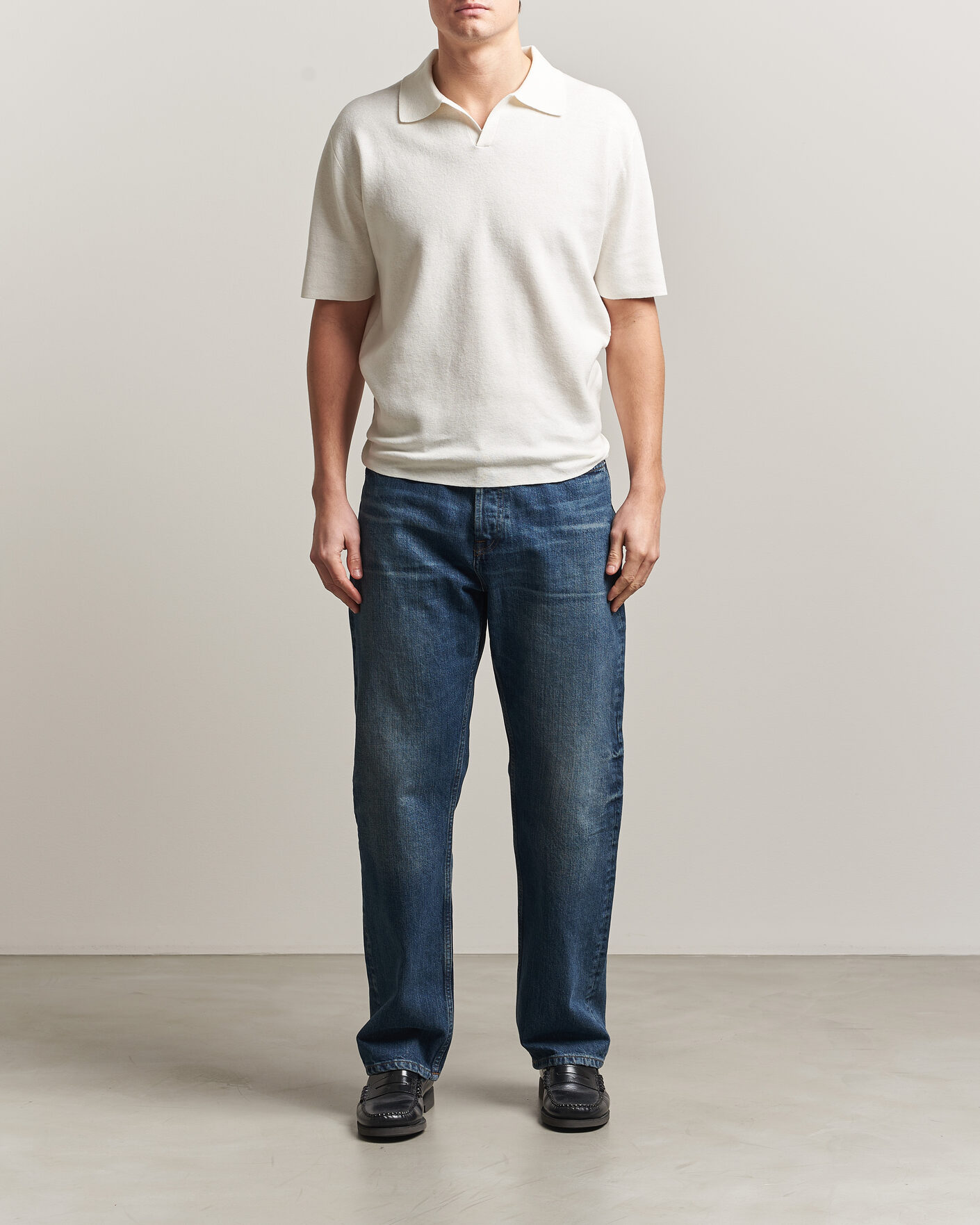 Herren | Poloshirts | Tiger of Sweden | Maelon Cotton/Linen Knitted Polo Pure White