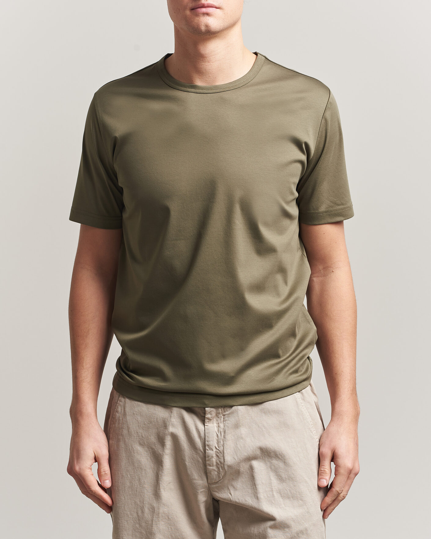 Herren | T-Shirts | Tiger of Sweden | Olaf Mercerized Cotton T-Shirt Kalamata Green