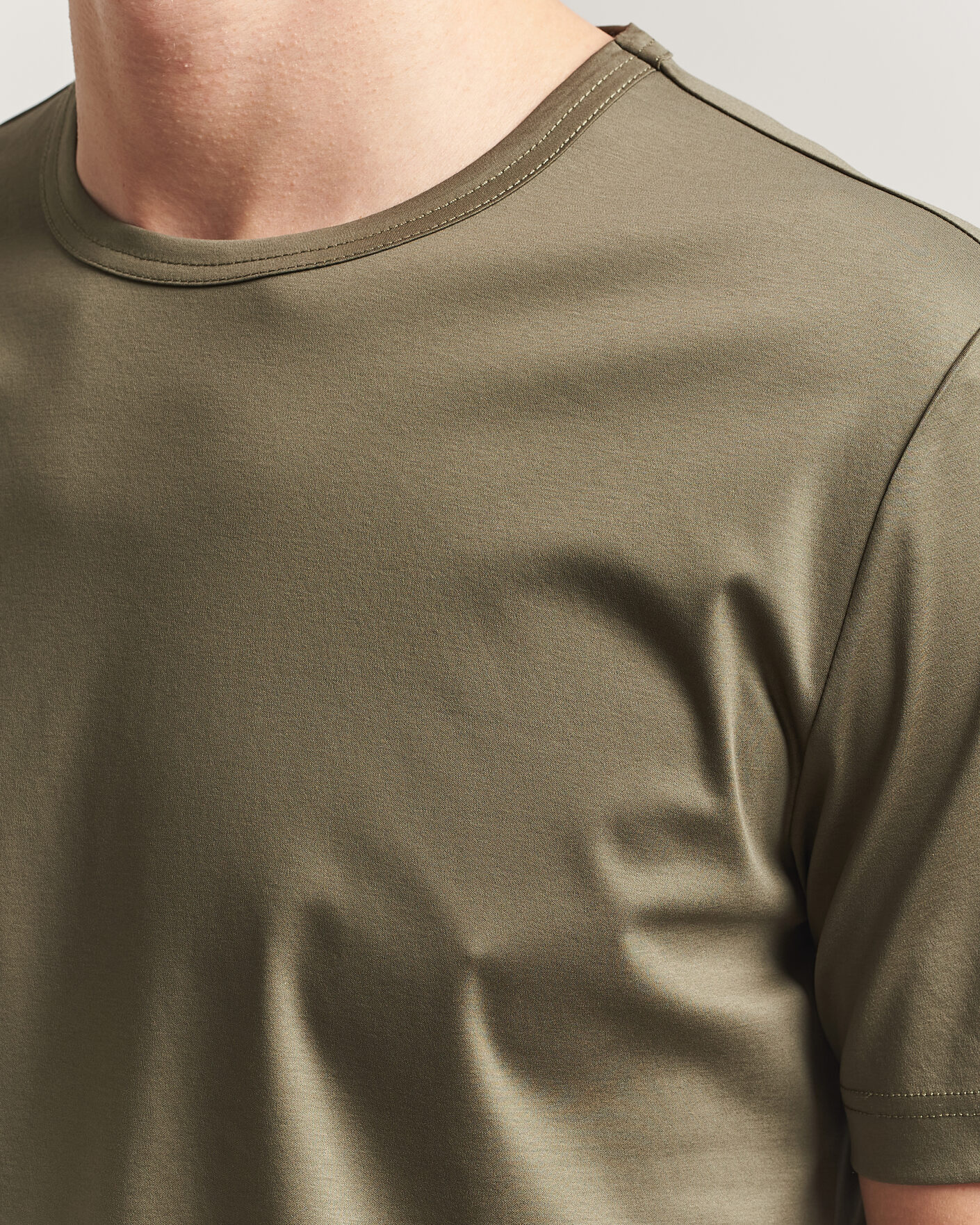 Herren | T-Shirts | Tiger of Sweden | Olaf Mercerized Cotton T-Shirt Kalamata Green