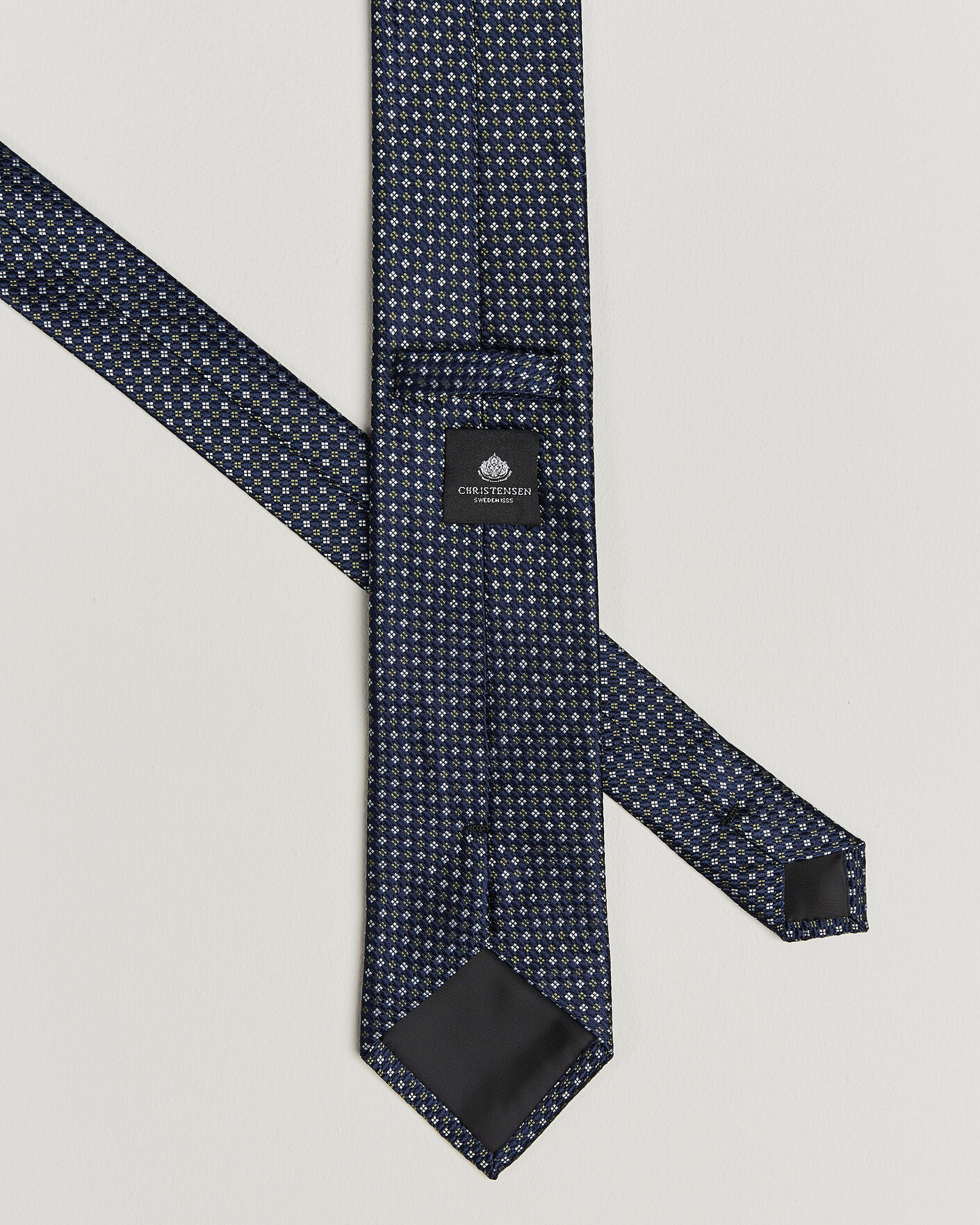 Herren | Krawatten | Amanda Christensen | Box Set Printed Silk 8cm Tie With Pocket Square Navy/Green