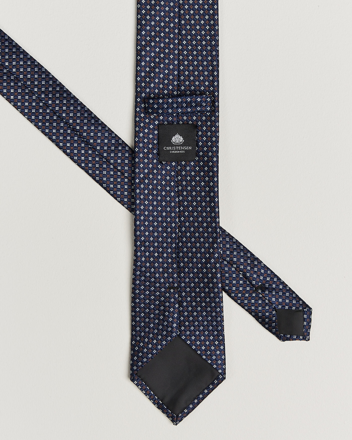 Herren | Krawatten | Amanda Christensen | Box Set Printed Silk 8cm Tie With Pocket Square Navy/Brown
