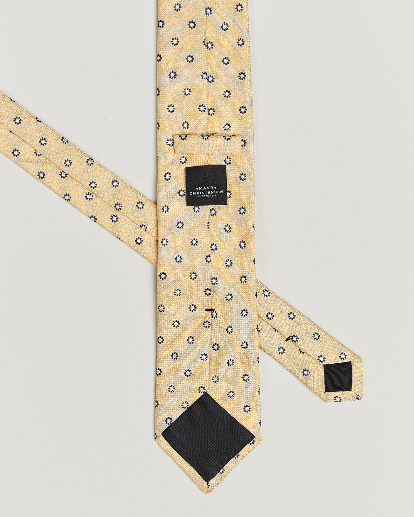 Herren | Krawatten | Amanda Christensen | Silk/Linen 8cm Flower Tie Yellow