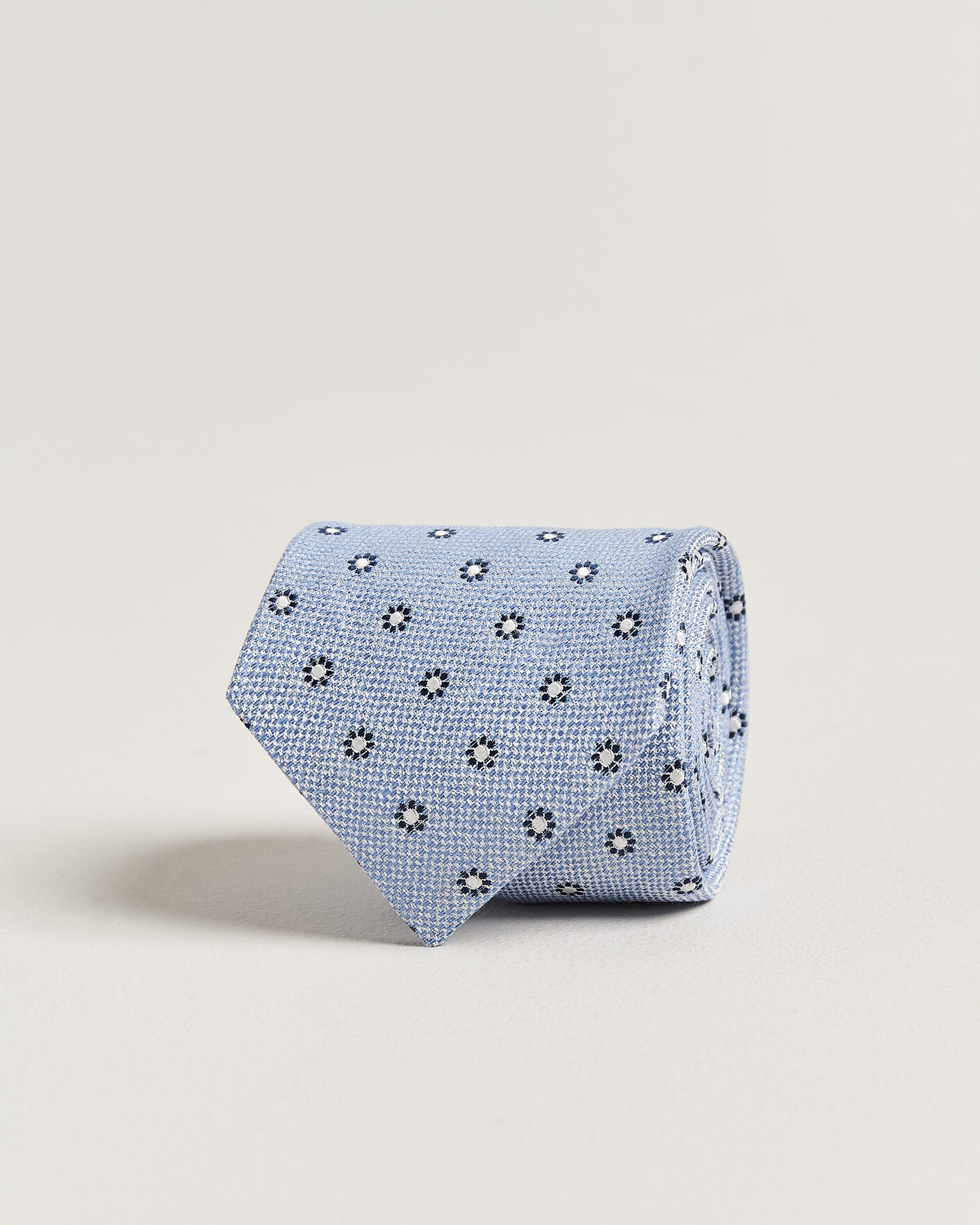 Herren | Krawatten | Amanda Christensen | Silk/Linen 8cm Flower Tie Blue