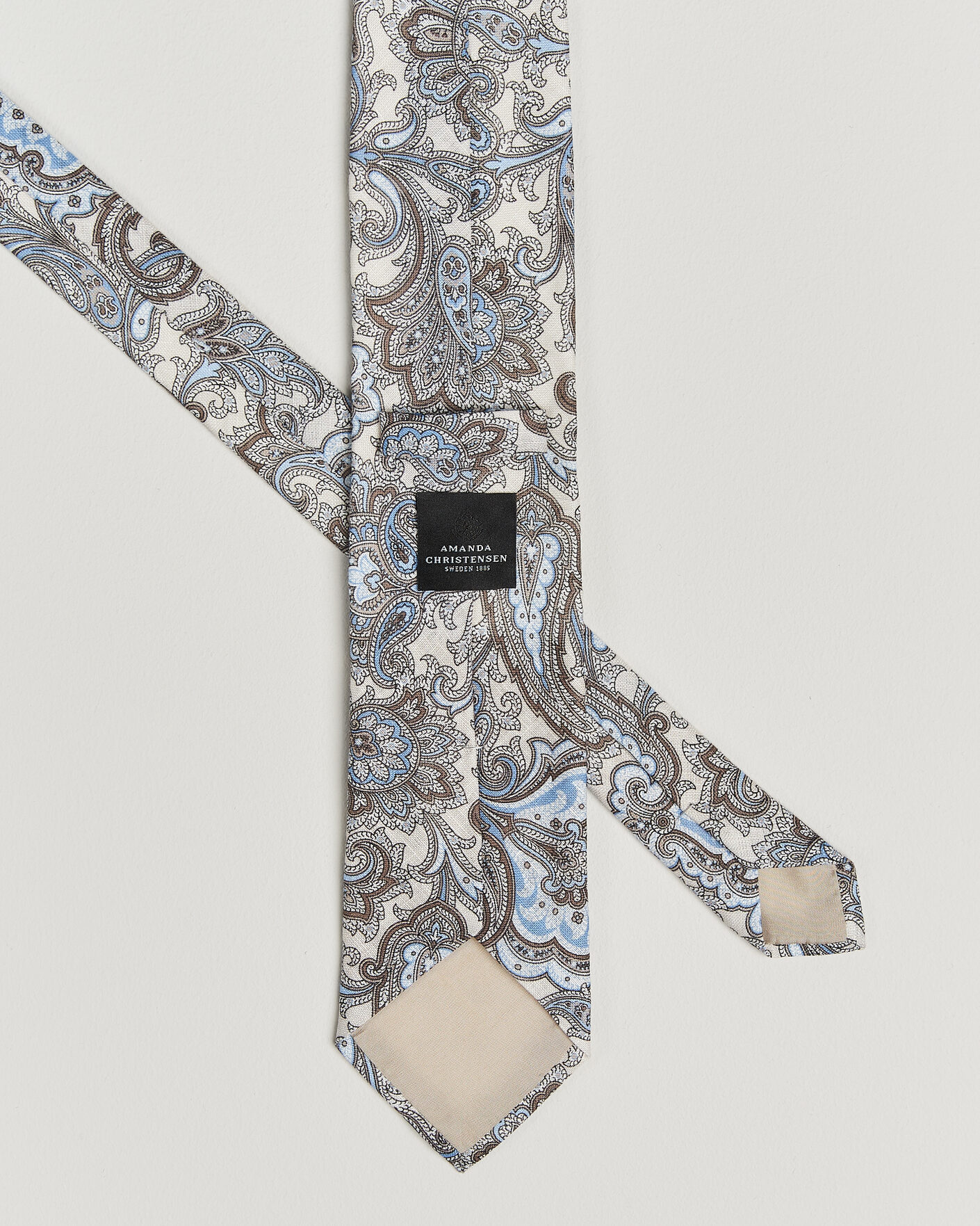 Herren | Krawatten | Amanda Christensen | Linen 8cm Paisley Tie Cream