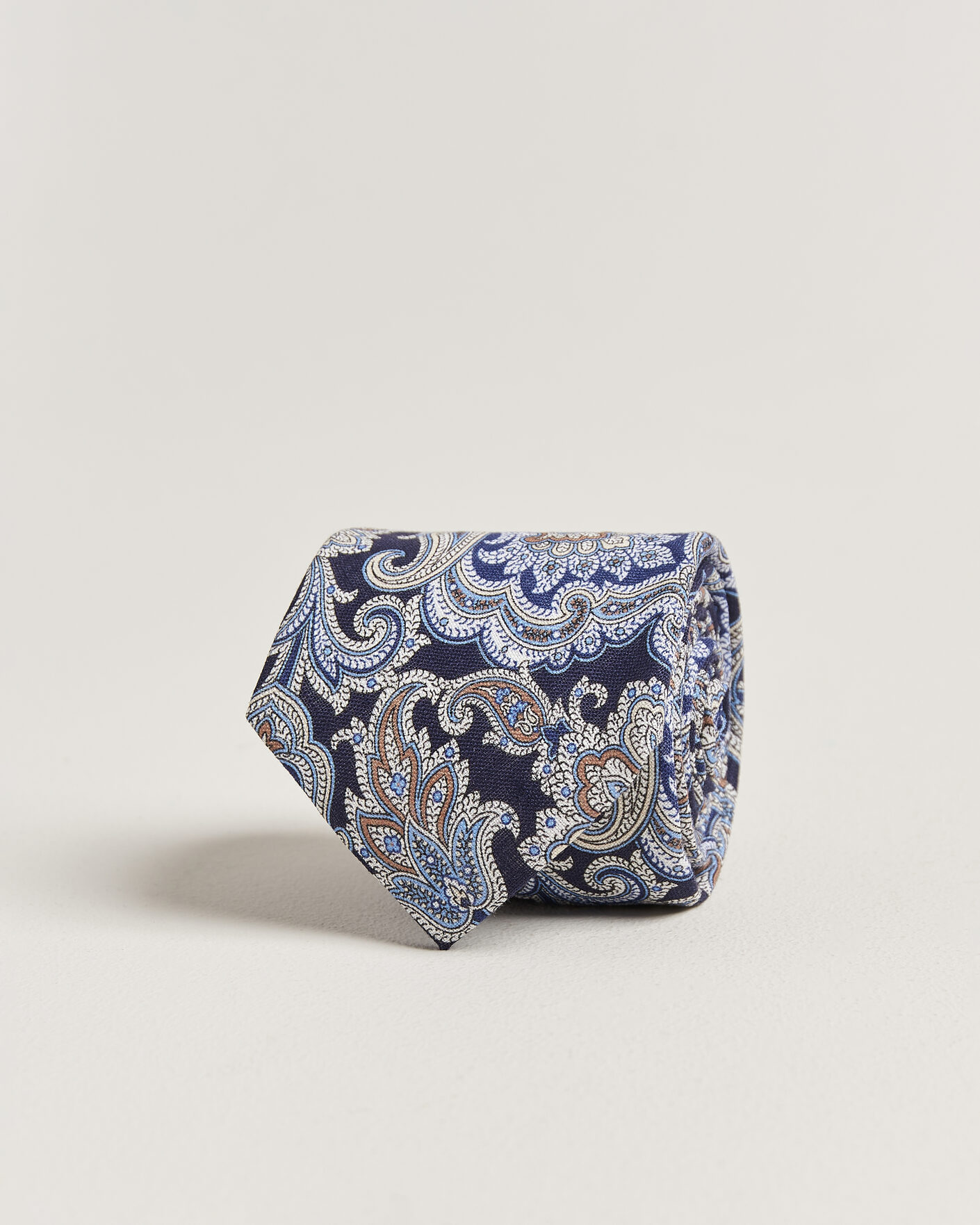 Herren | Krawatten | Amanda Christensen | Linen 8cm Paisley Tie Navy