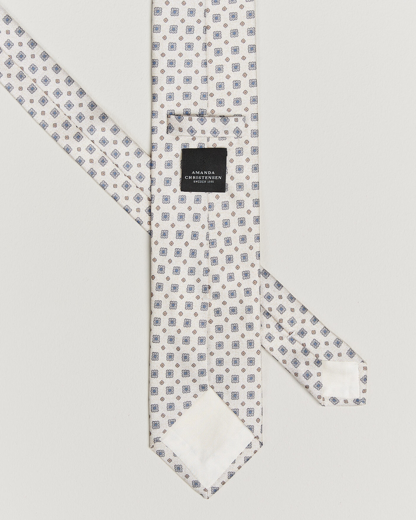 Herren | Krawatten | Amanda Christensen | Silk Oxford 8cm Flower Tie Cream