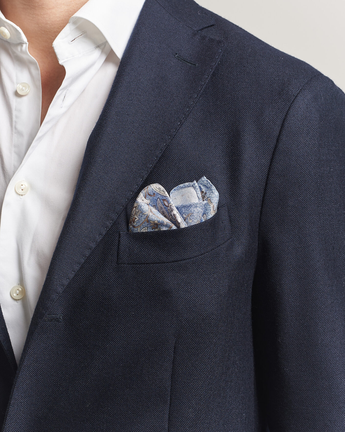 Herren | Einstecktücher | Amanda Christensen | Silk Oxford Large Flower Pocket Square Blue