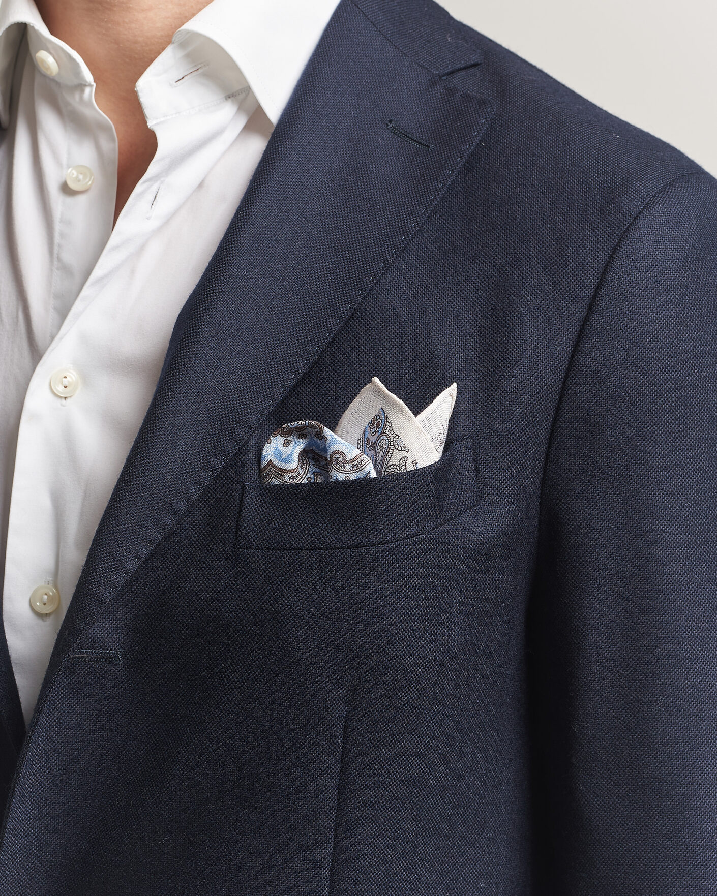 Herren | Einstecktücher | Amanda Christensen | Linen Large Paisley Pocket Square Cream