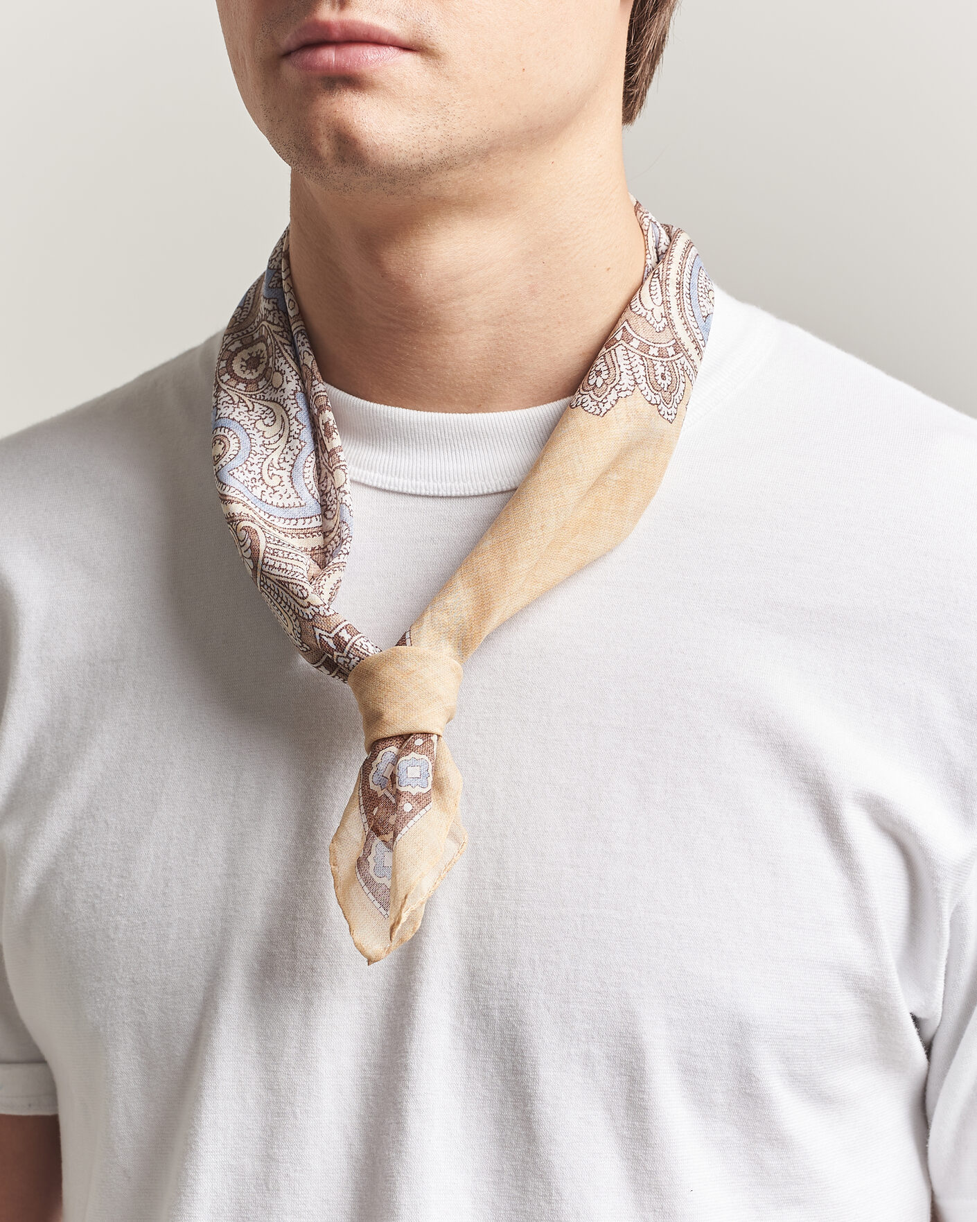 Herren | Tücher | Amanda Christensen | Cotton Voilé Large Paisley Bandana Yellow