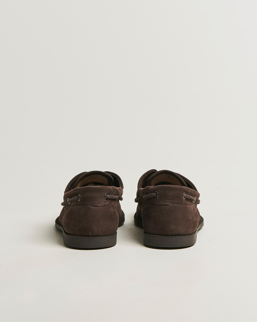 Herren | Segelschuhe | John Lobb | Foil Boat Shoes Dark Brown Nubuck