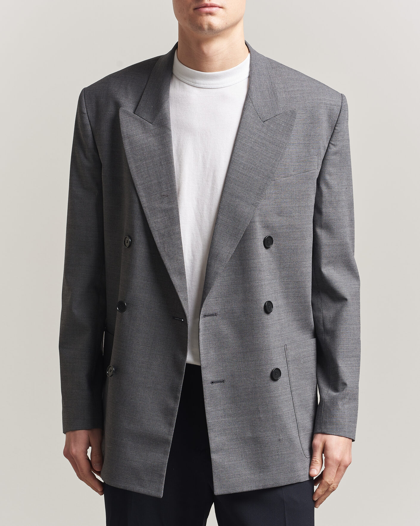 Herren | Sakkos | Filippa K | Michael Wool Pinstriped Double Breasted  Blazer Mid Grey