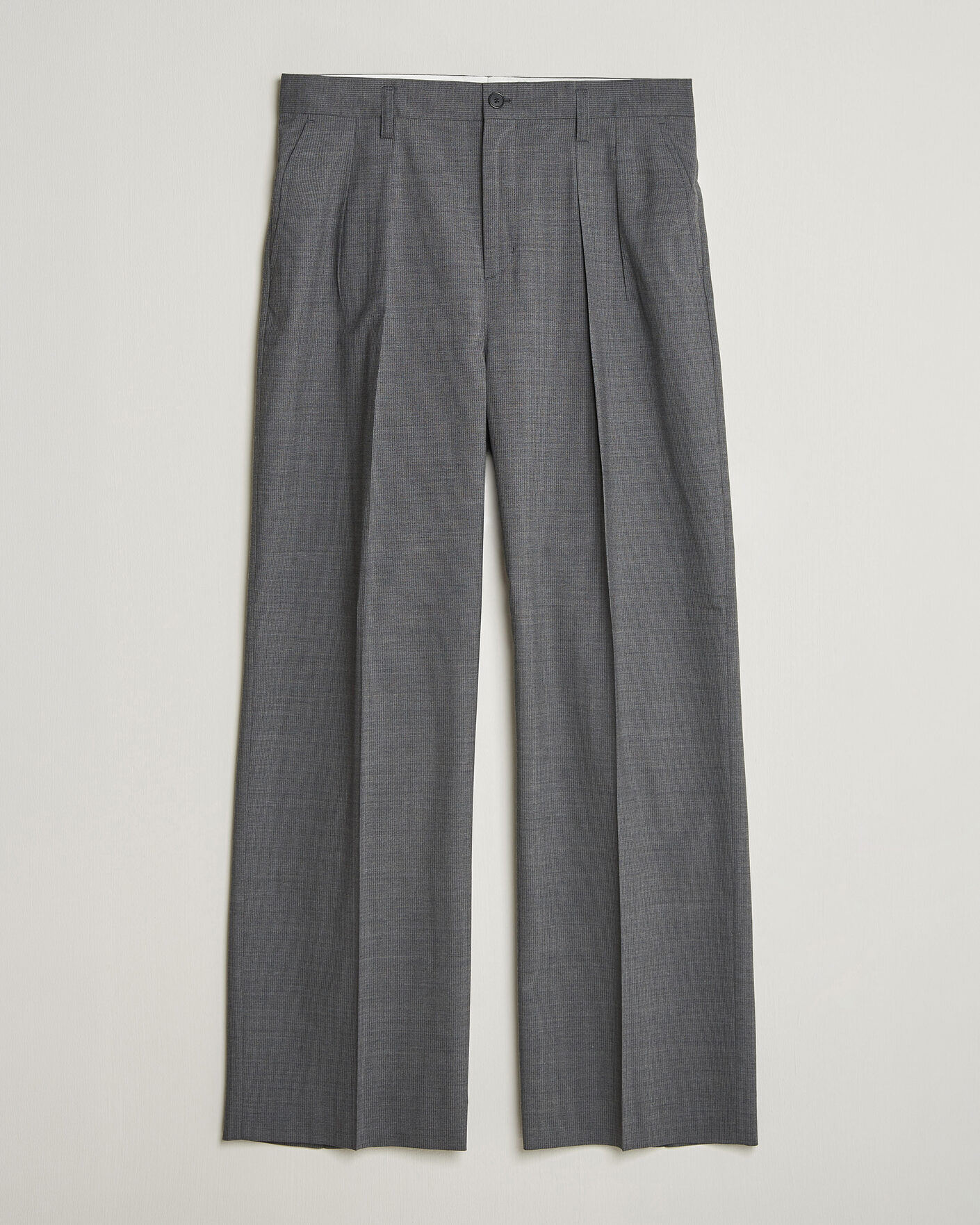 Herren |  | Filippa K | Milo Wide Wool Pinstriped Trousers Mid Grey