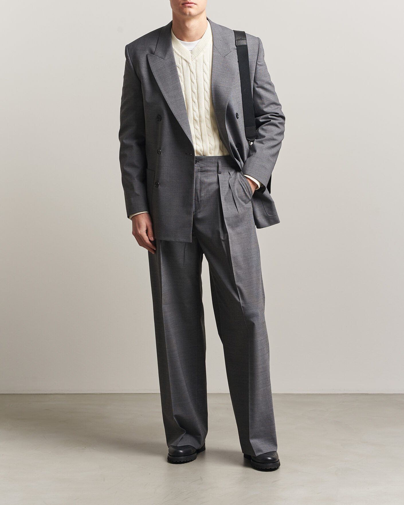 Herren | Hosen | Filippa K | Milo Wide Wool Pinstriped Trousers Mid Grey