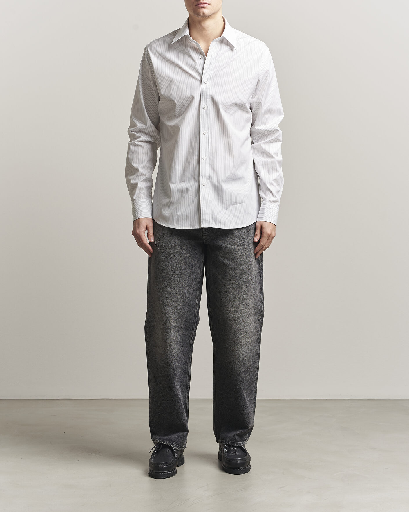 Herren | Hemden | Filippa K | Cotton Poplin Striped Shirt White/Black