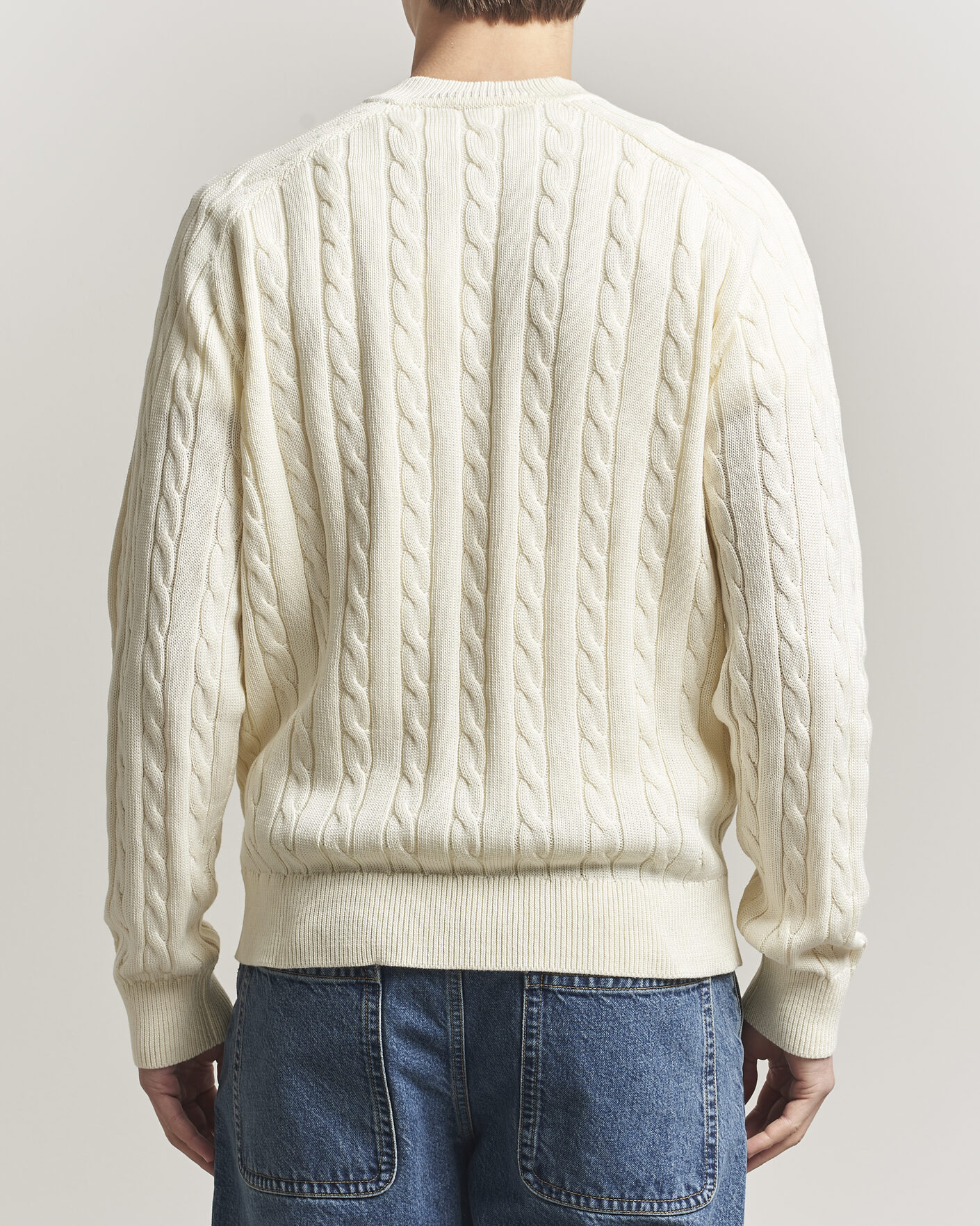 Herren | Pullover | Filippa K | Cotton Cable V-Neck Sweater Calico White