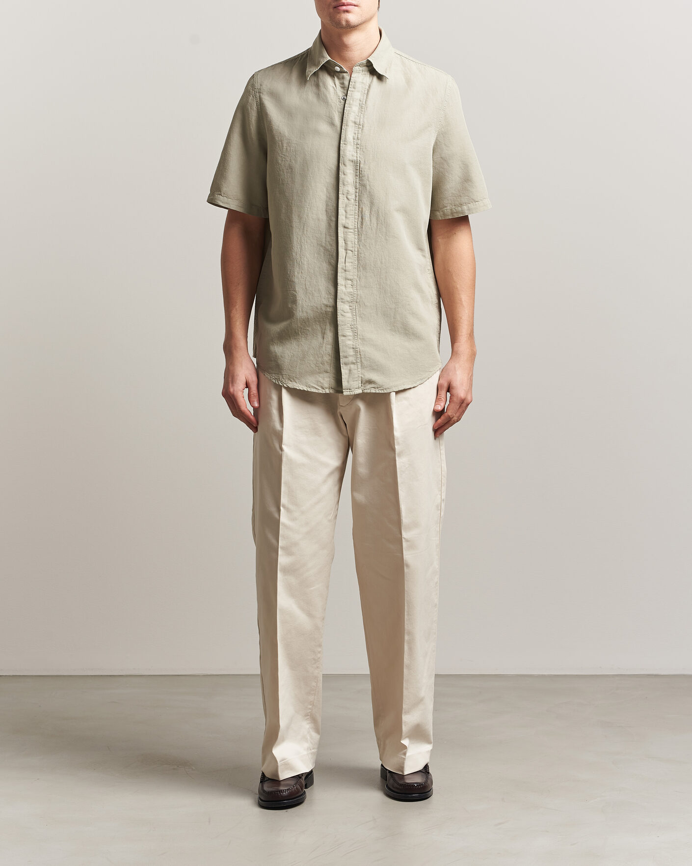 Herren | Hemden | Filippa K | Cotton/Linen Short Sleeve Shirt Light Green