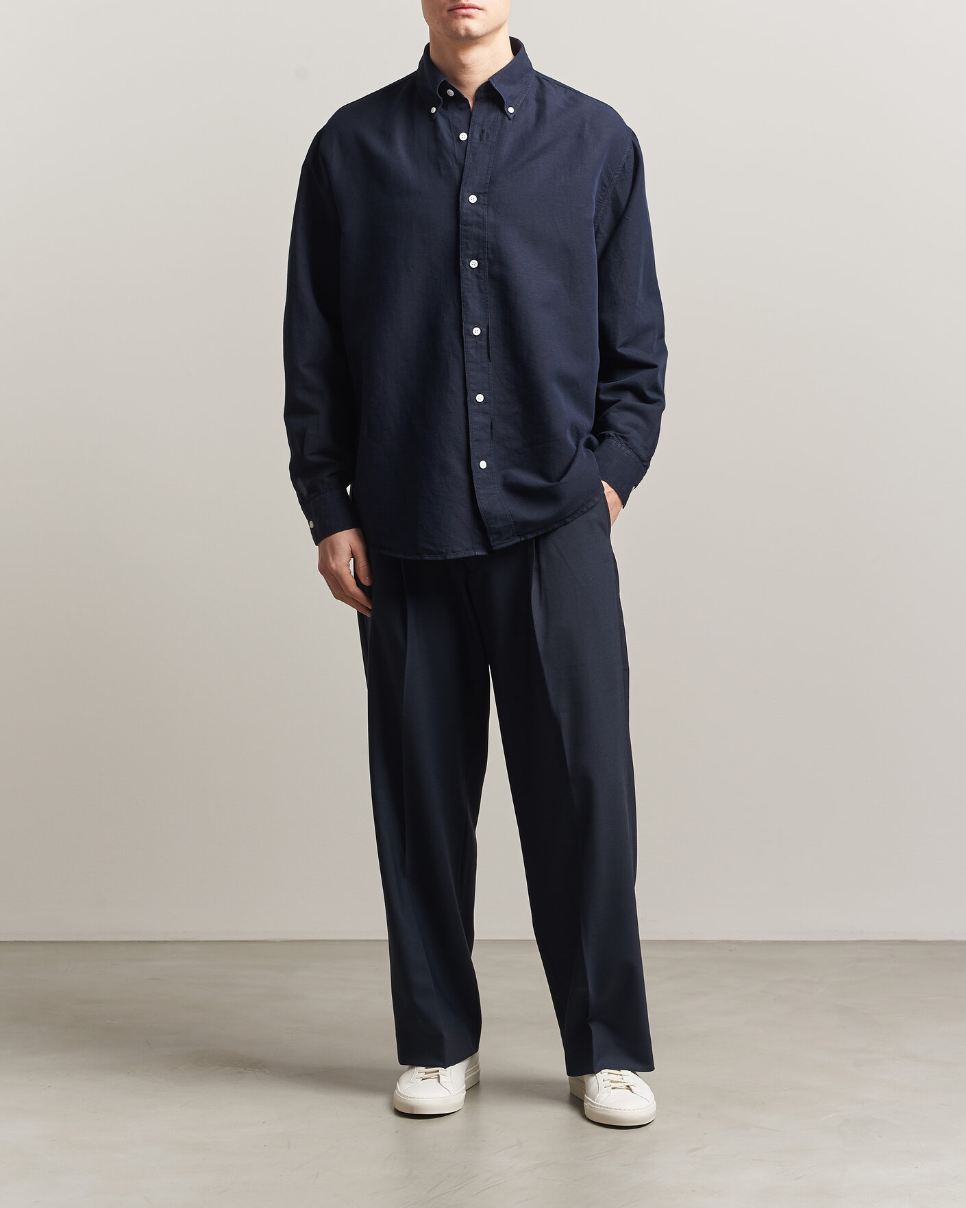 Herren | Hemden | Filippa K | Relaxed Cotton/Linen Shirt Navy