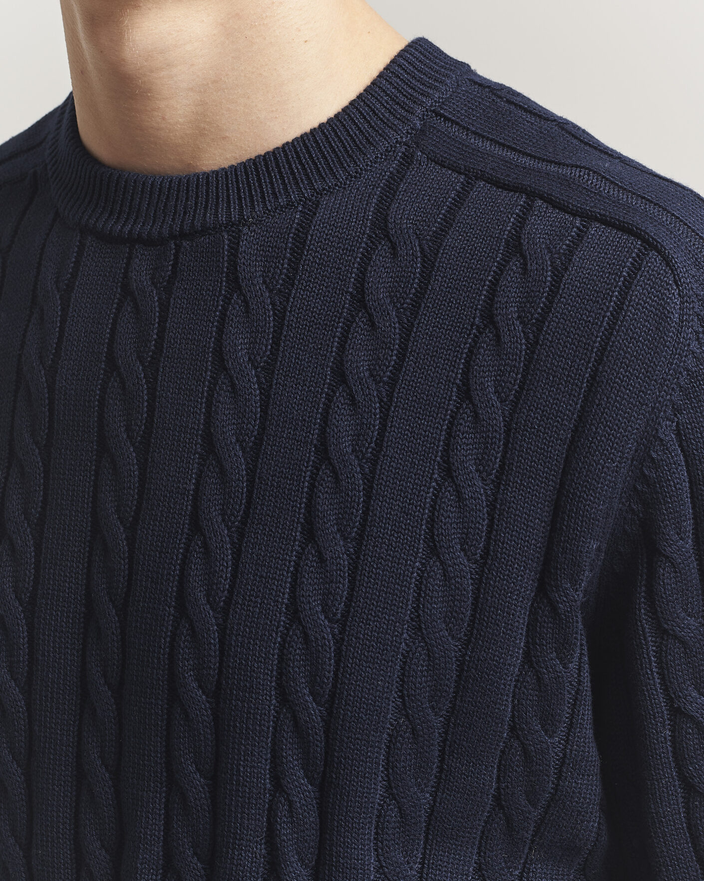 Herren | Pullover | Filippa K | Cotton Cable Crew Neck Sweater Navy