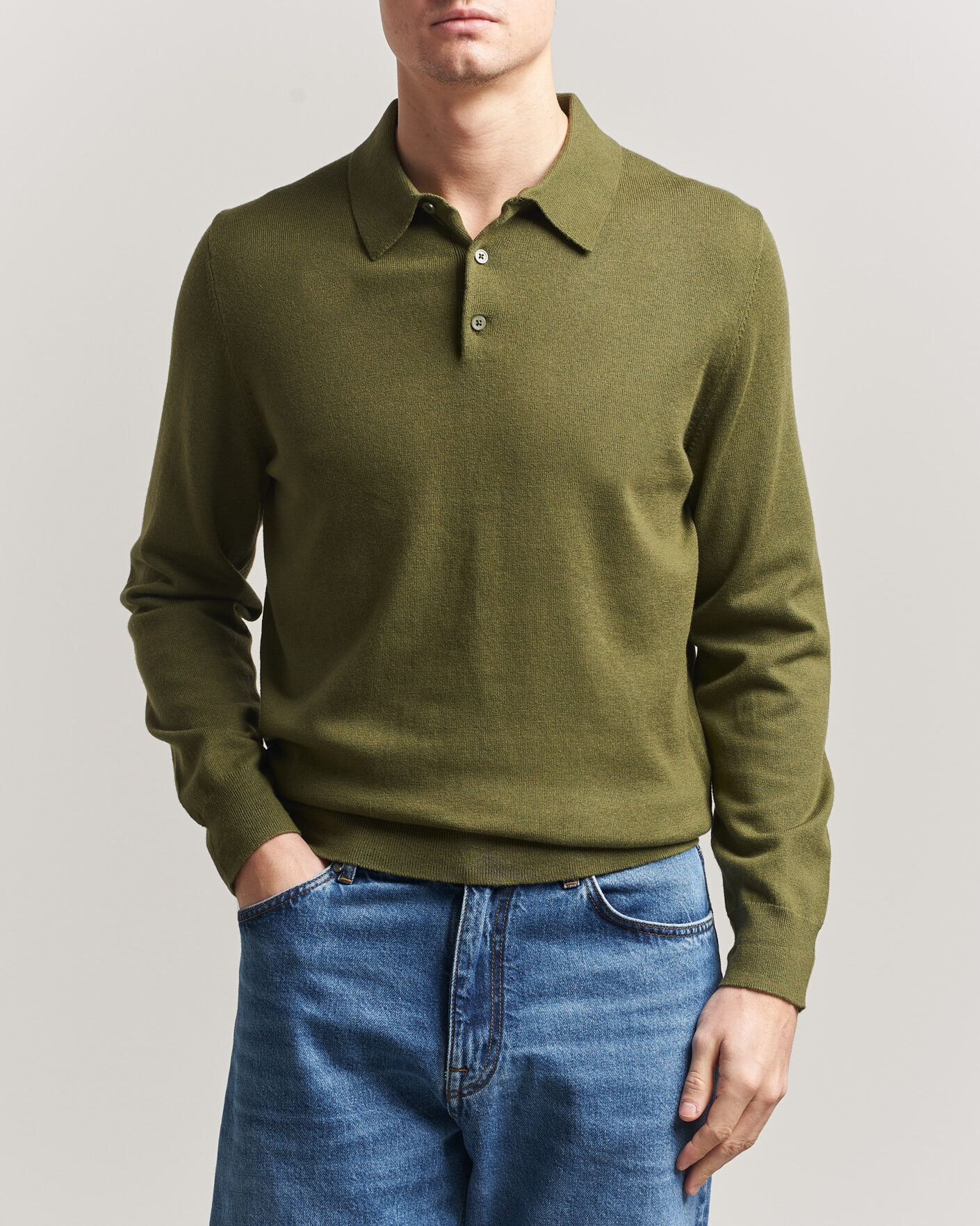 Herren | Pullover | Filippa K | Knitted Polo Shirt Laurel Green