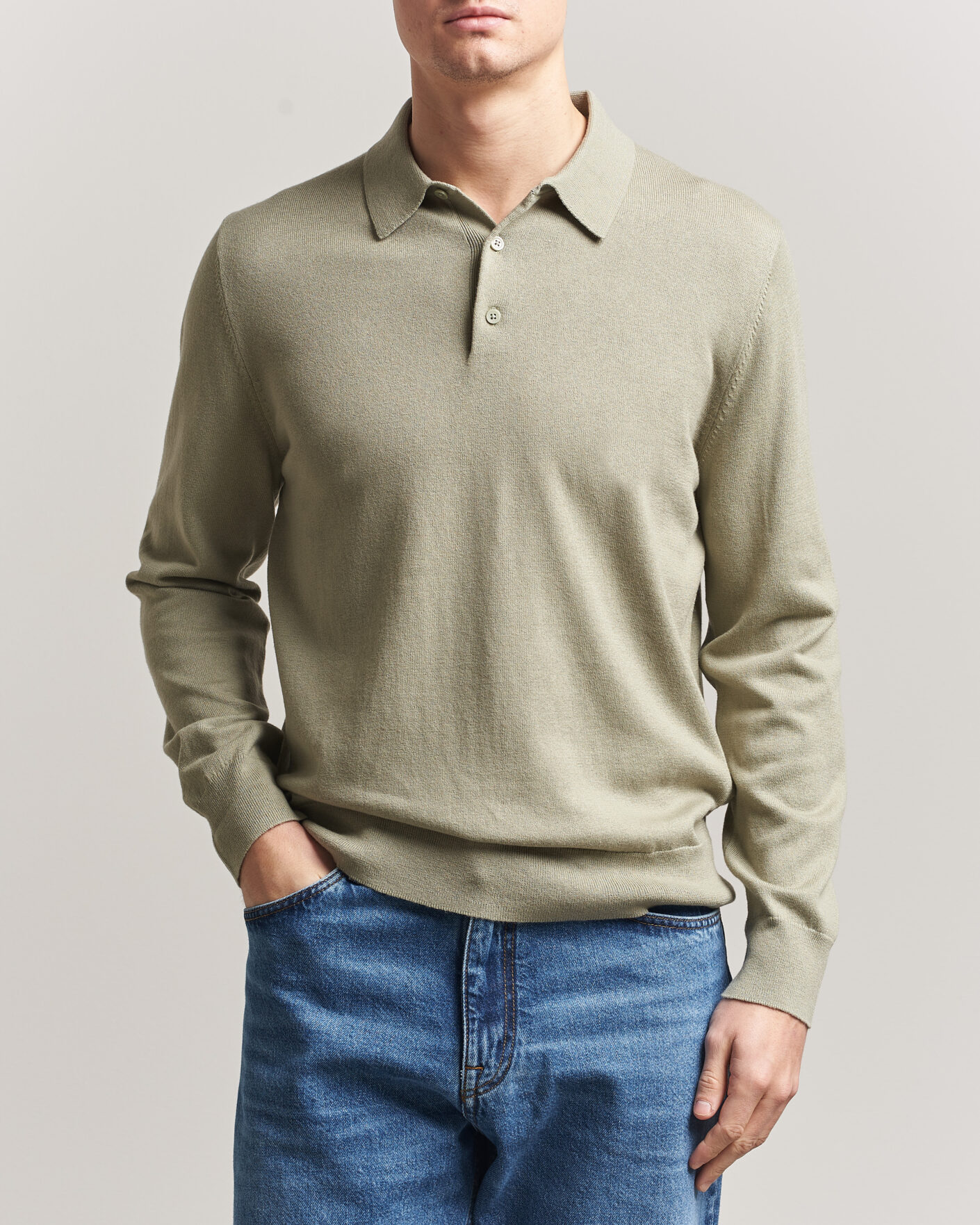 Herren | Pullover | Filippa K | Knitted Polo Shirt Light Green