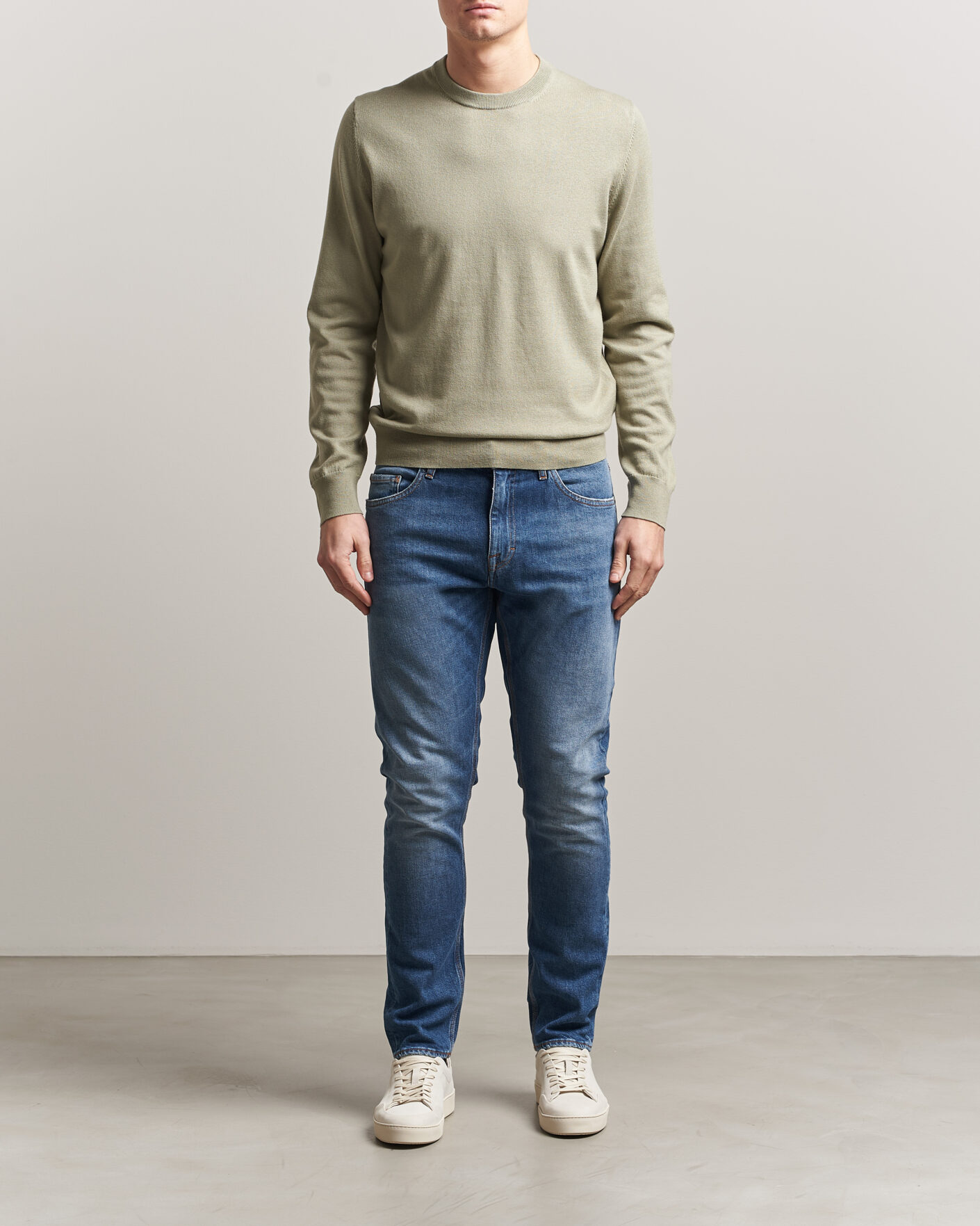 Herren | Pullover | Filippa K | Cotton Merino Knitted Sweater Light Green