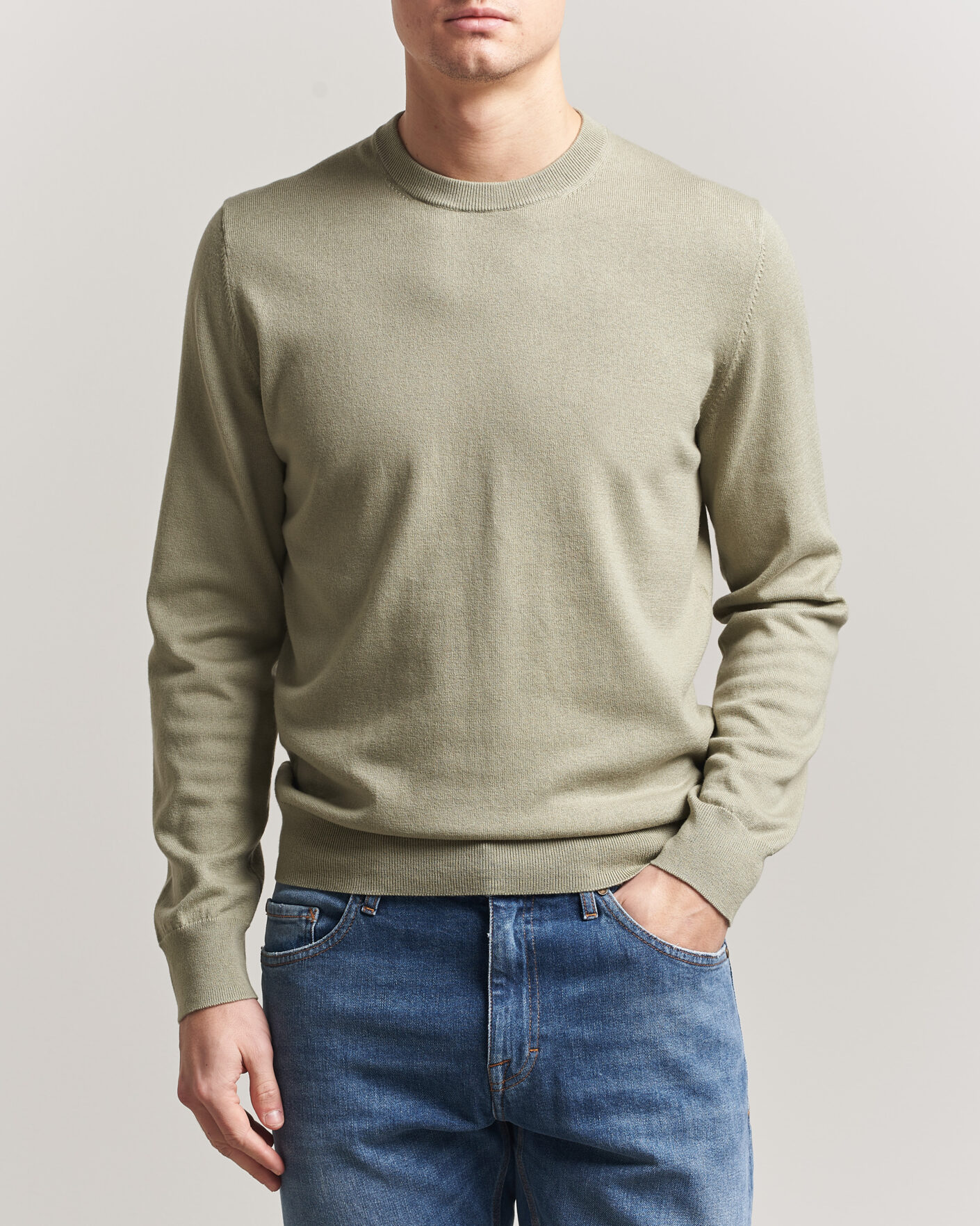 Herren | Pullover | Filippa K | Cotton Merino Knitted Sweater Light Green