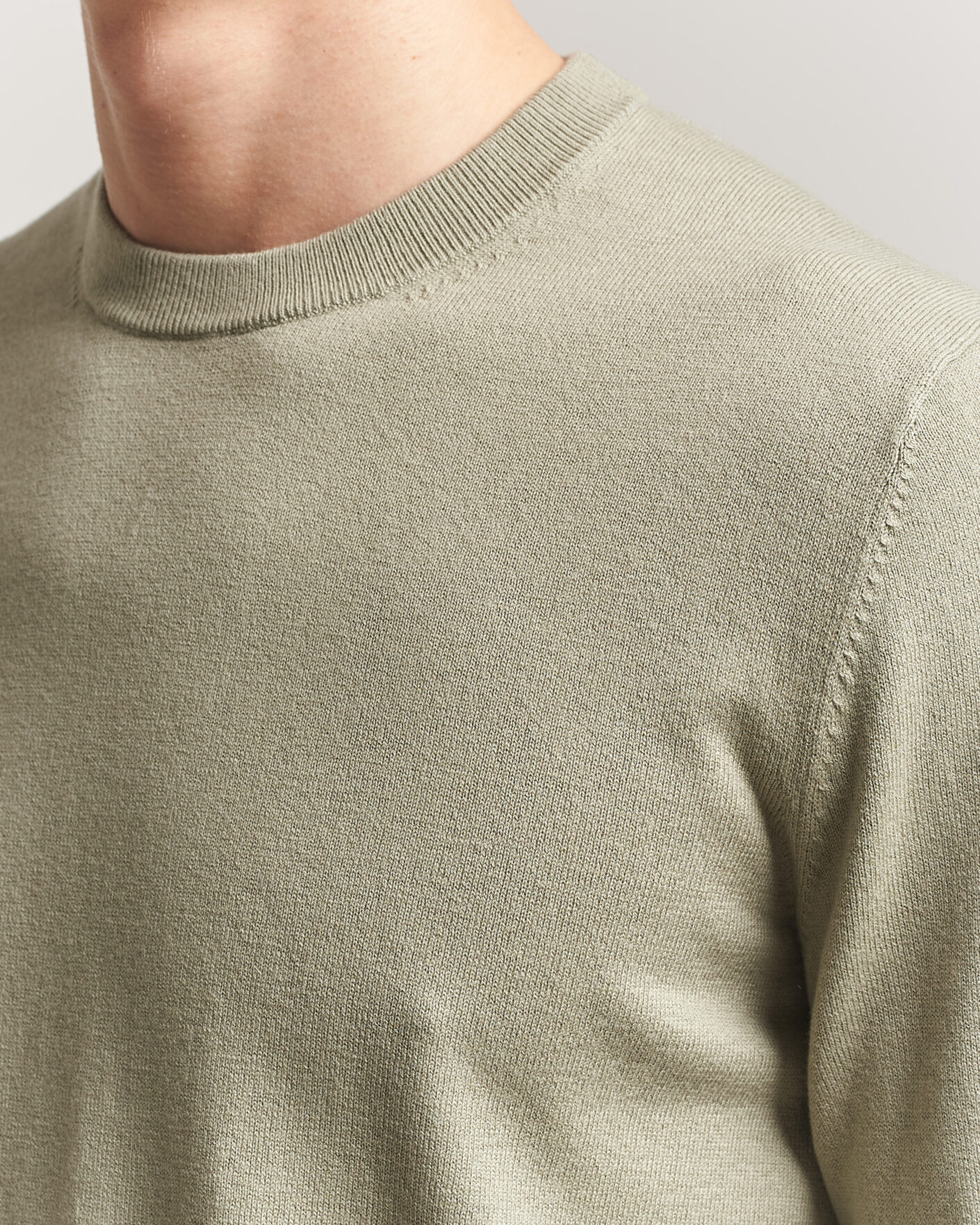 Herren | Pullover | Filippa K | Cotton Merino Knitted Sweater Light Green