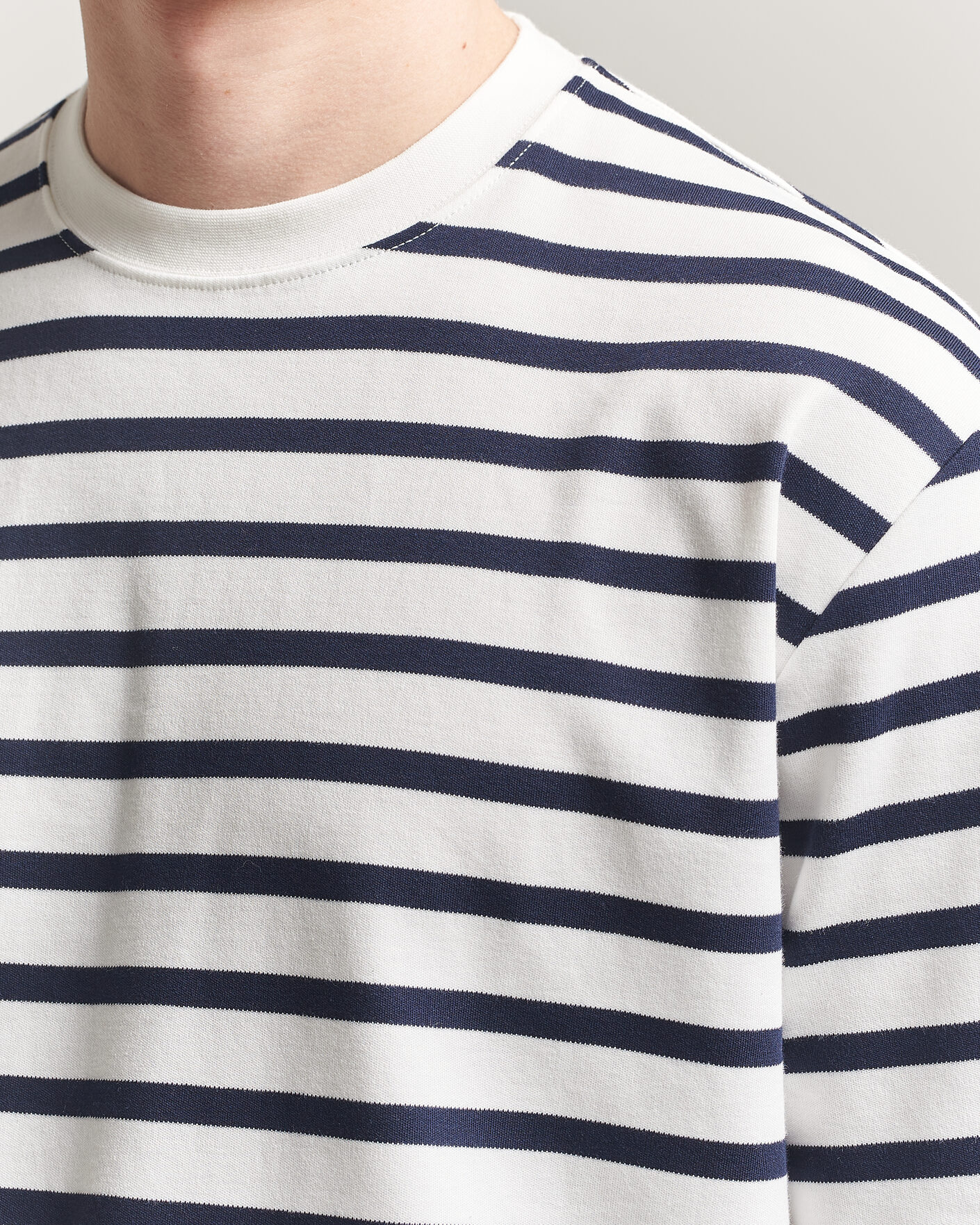 Herren | T-Shirts | Filippa K | Striped Crew Neck T-Shirt White/Navy