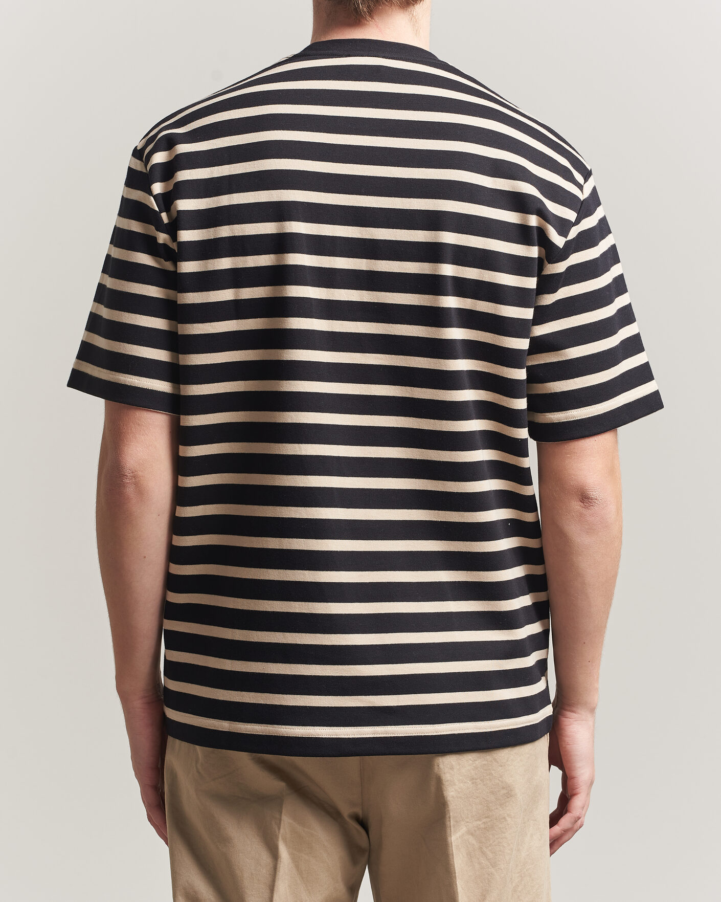 Herren | T-Shirts | Filippa K | Striped Crew Neck T-Shirt Black/Pearl