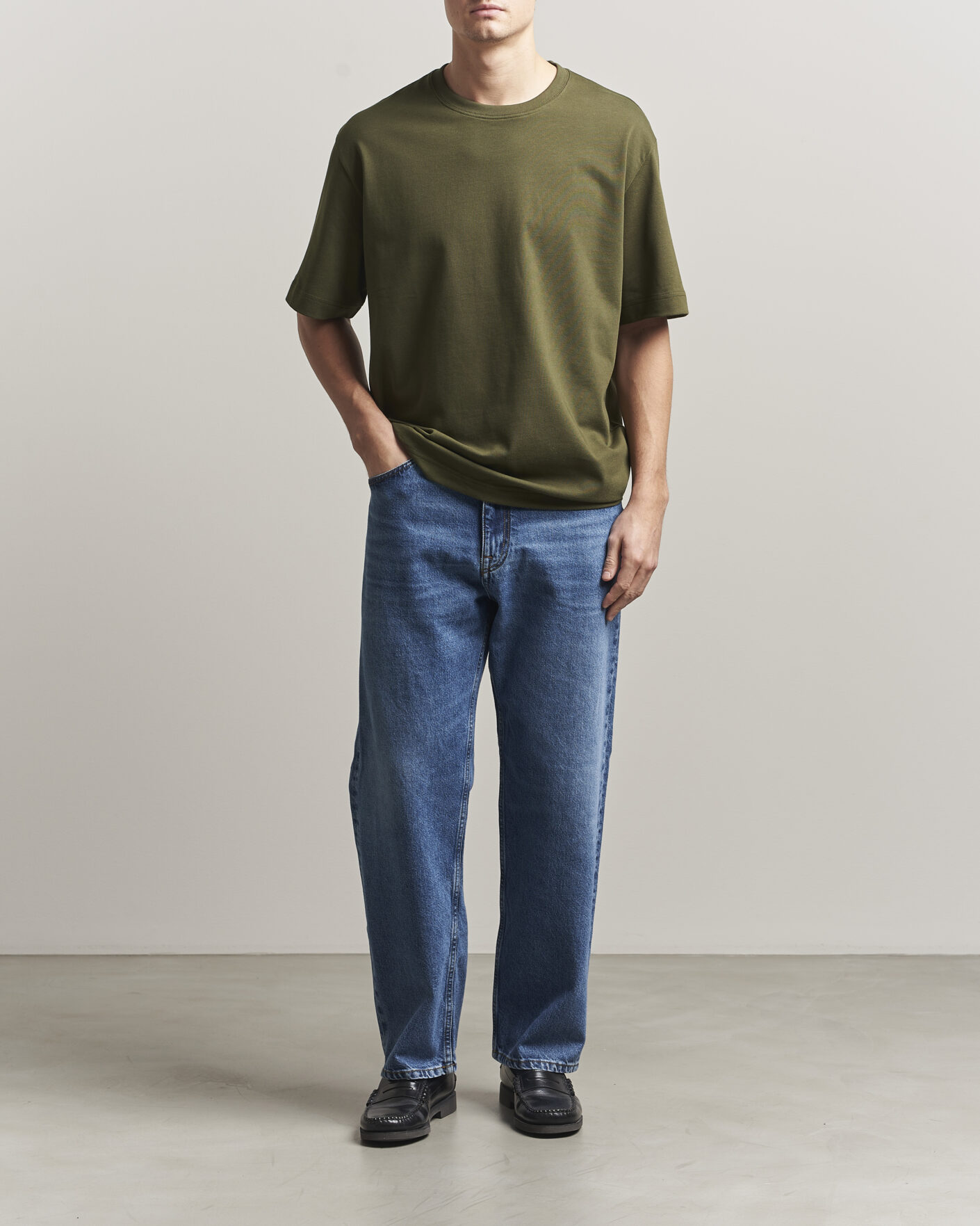 Herren | T-Shirts | Filippa K | Heavy Cotton Crew Neck T-Shirt Midnight Green