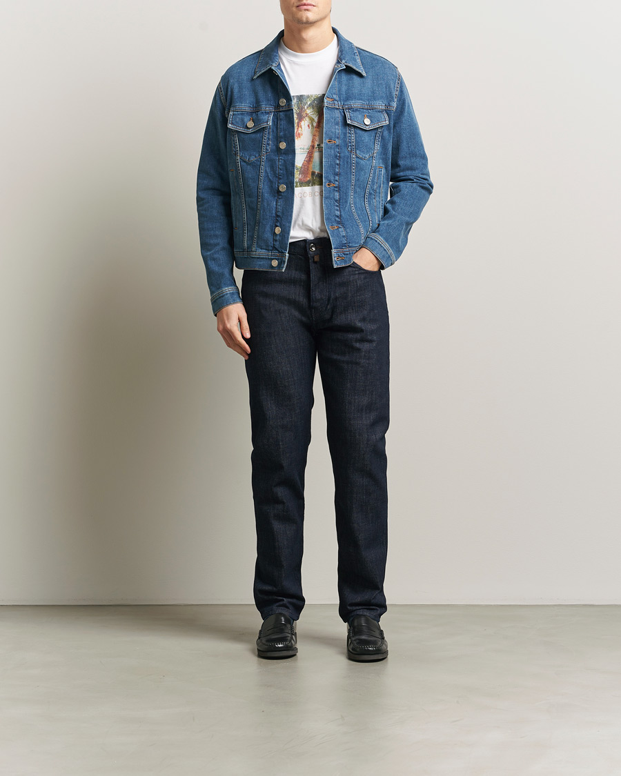 Herren | Jeans | Jacob Cohën | Edos Regular Straight Fit Stretch Jeans Dark Blue