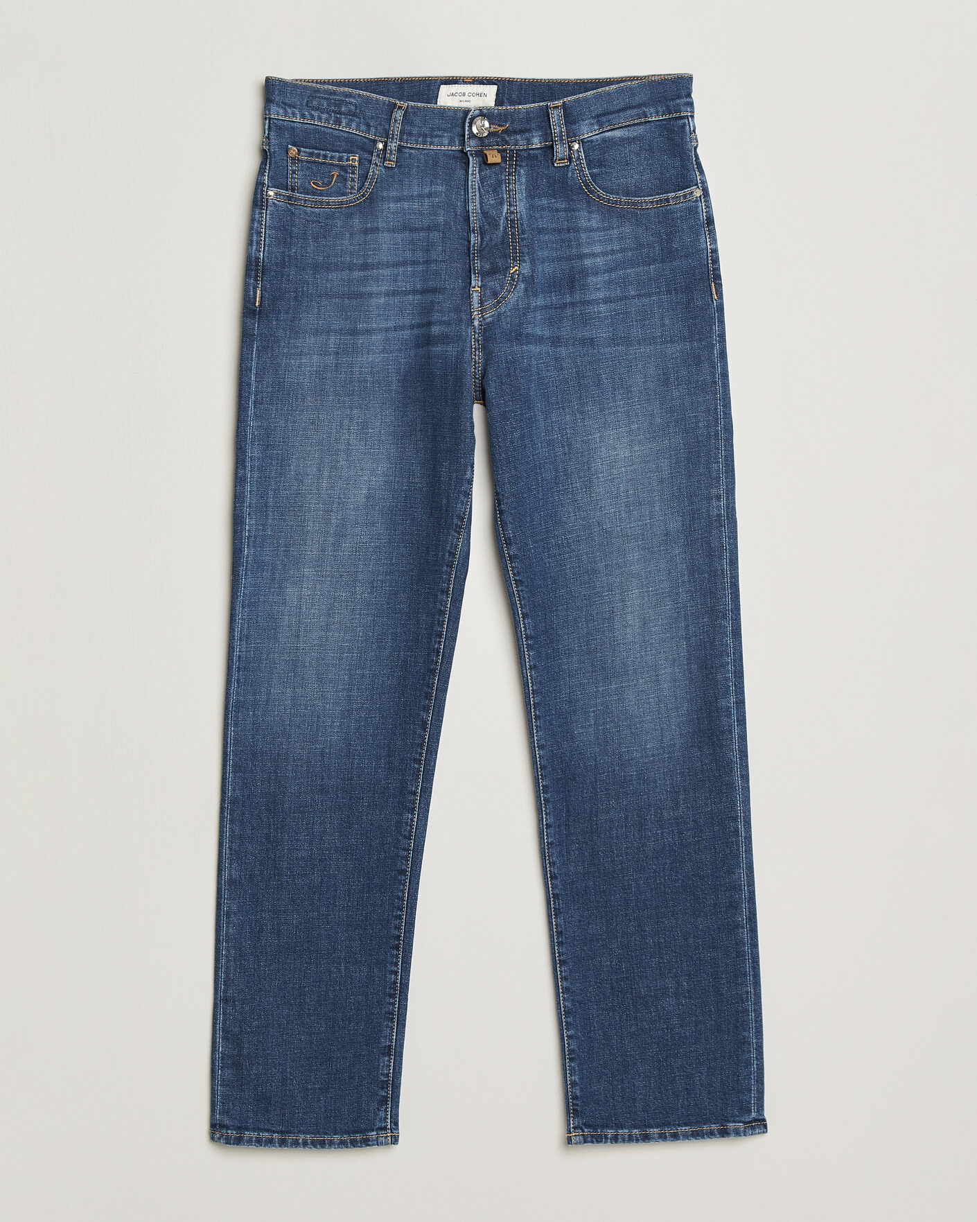 Herren | Jeans | Jacob Cohën | Edos Regular Straight Fit Stretch Jeans Mid Blue
