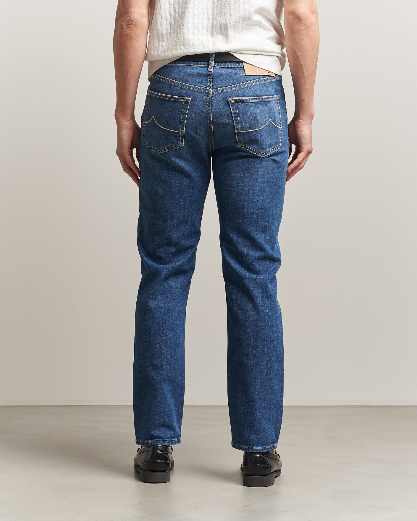 Herren | Jeans | Jacob Cohën | Edos Regular Straight Fit Stretch Jeans Mid Blue
