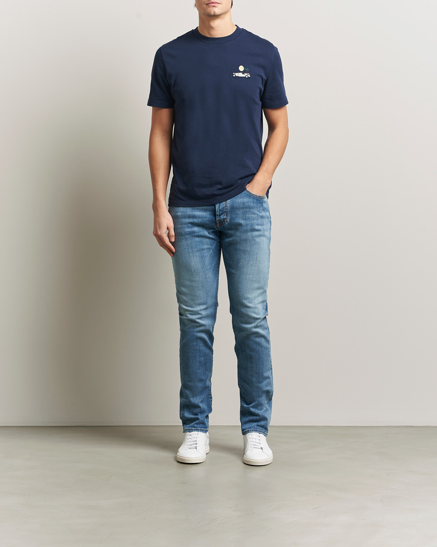 Herren | T-Shirts | Jacob Cohën | Cotton Logo T-Shirt Navy