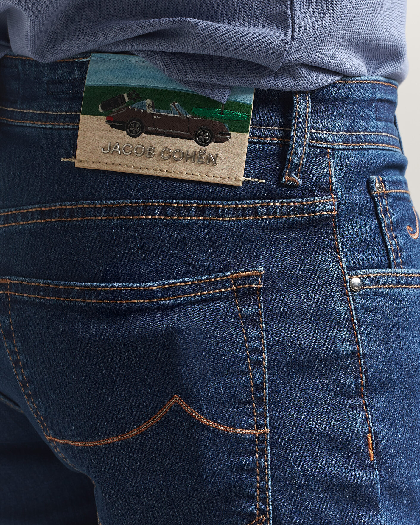 Herren | Jeans | Jacob Cohën | Bard Slim Fit Stretch Porsche Patch Jeans Dark Blue