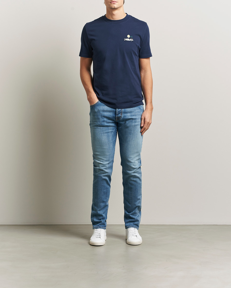 Herren | Hosen | Jacob Cohën | Bard Slim Fit Stretch Porsche Patch Jeans Mid Blue